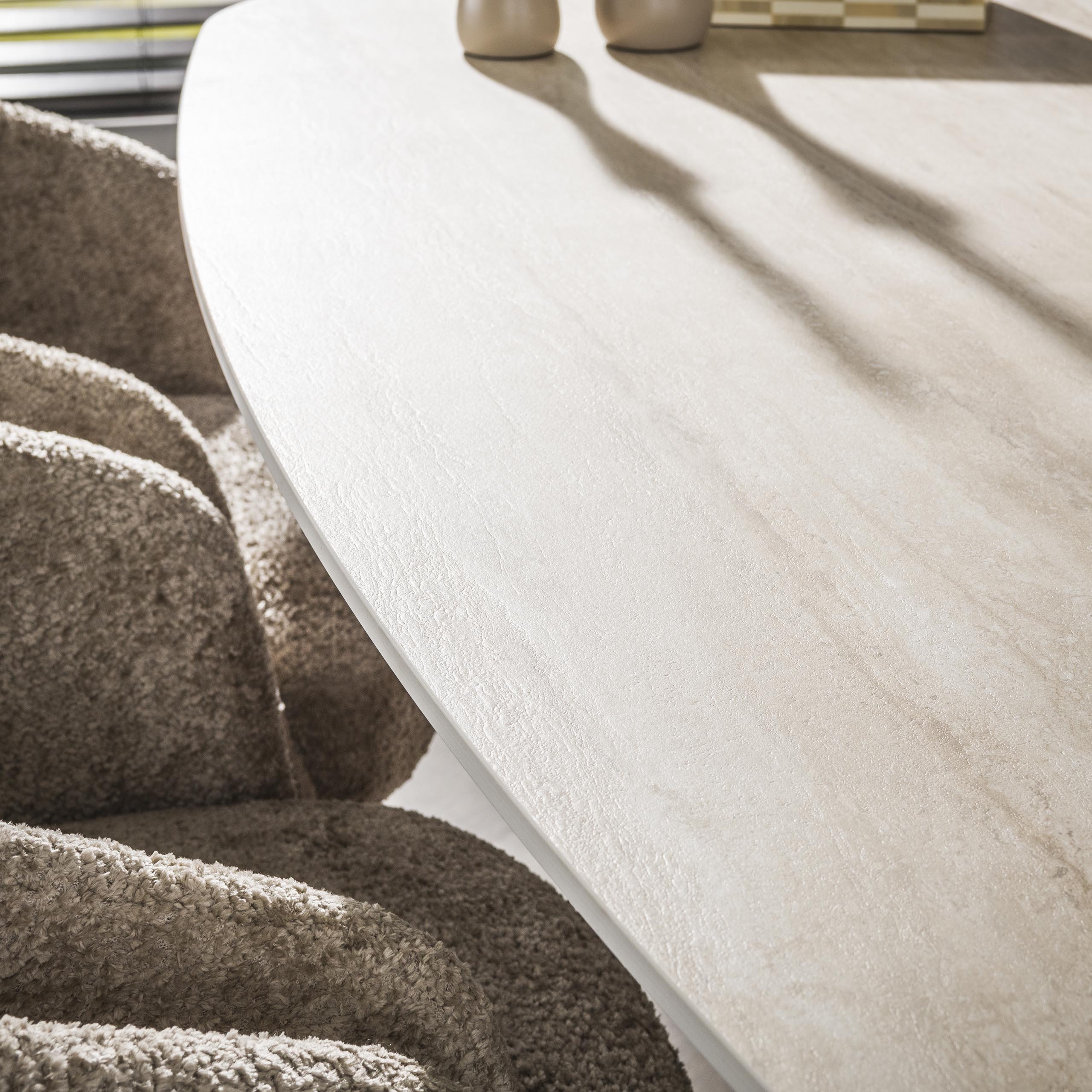 Eettafel Romano Centro deens ovaal 215cm / 3D keramiek travertin - Zijlstra