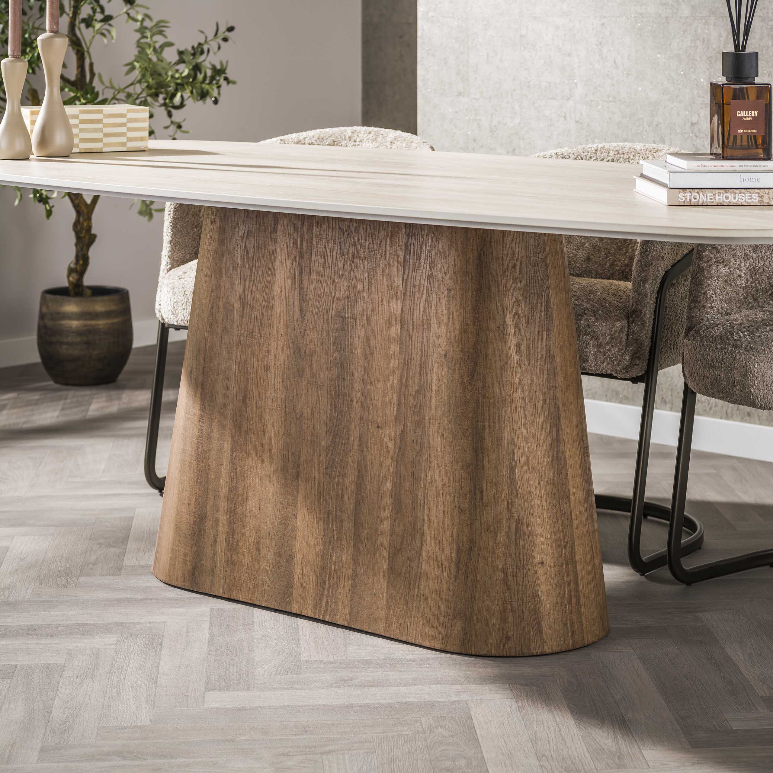 Eettafel Romano Centro deens ovaal 215cm / 3D keramiek travertin - Zijlstra
