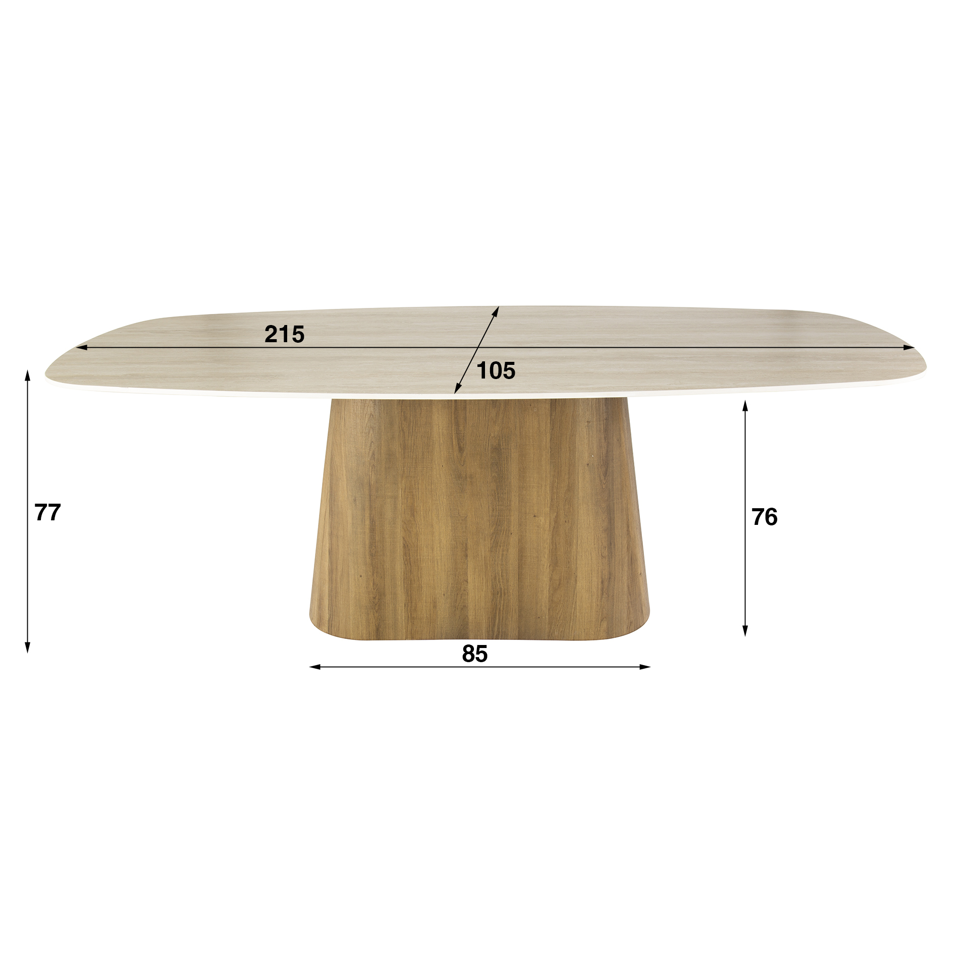 Eettafel Romano Centro deens ovaal 215cm / 3D keramiek travertin - Zijlstra