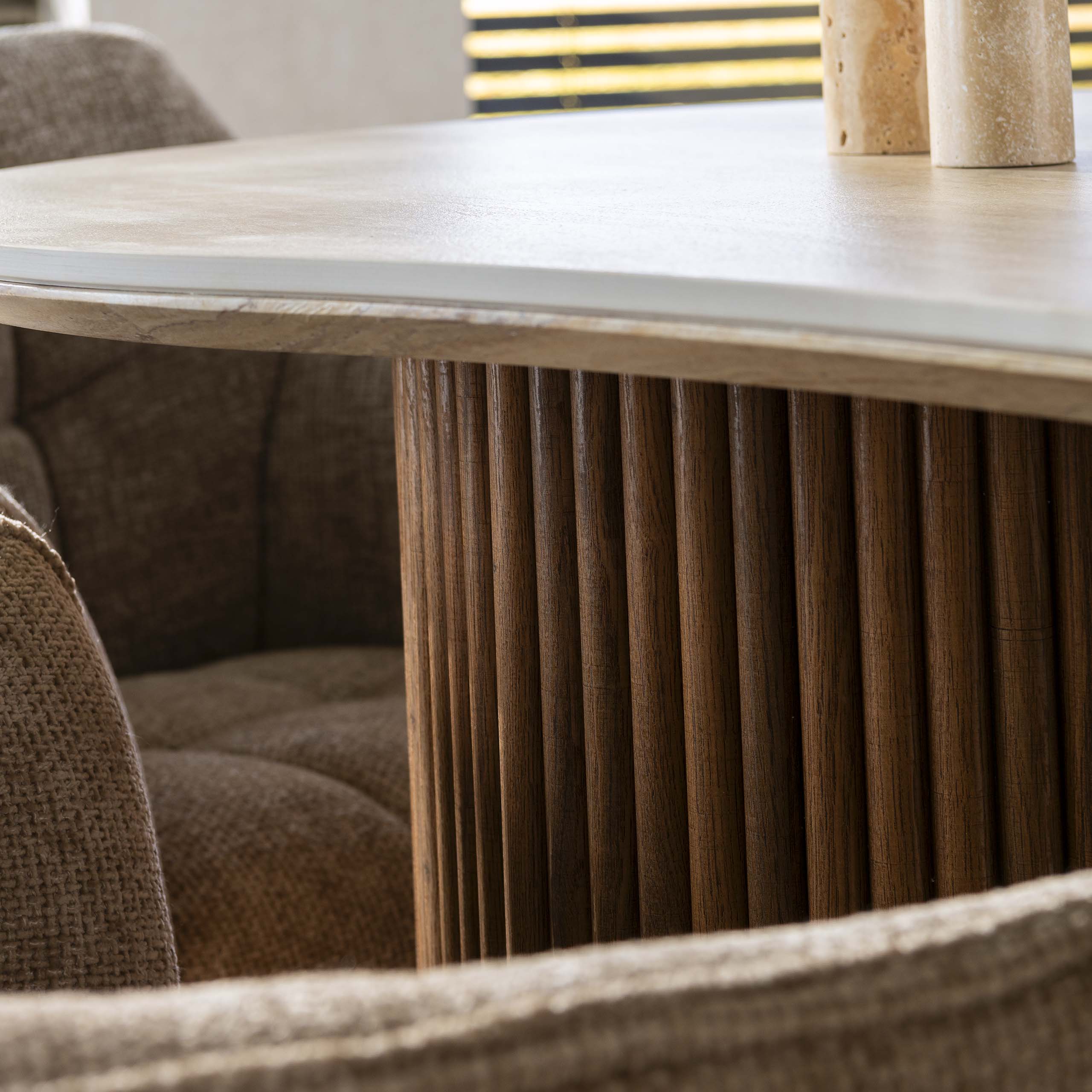 Eettafel Romano niervormig 215cm / 3D keramiek travertin - Zijlstra