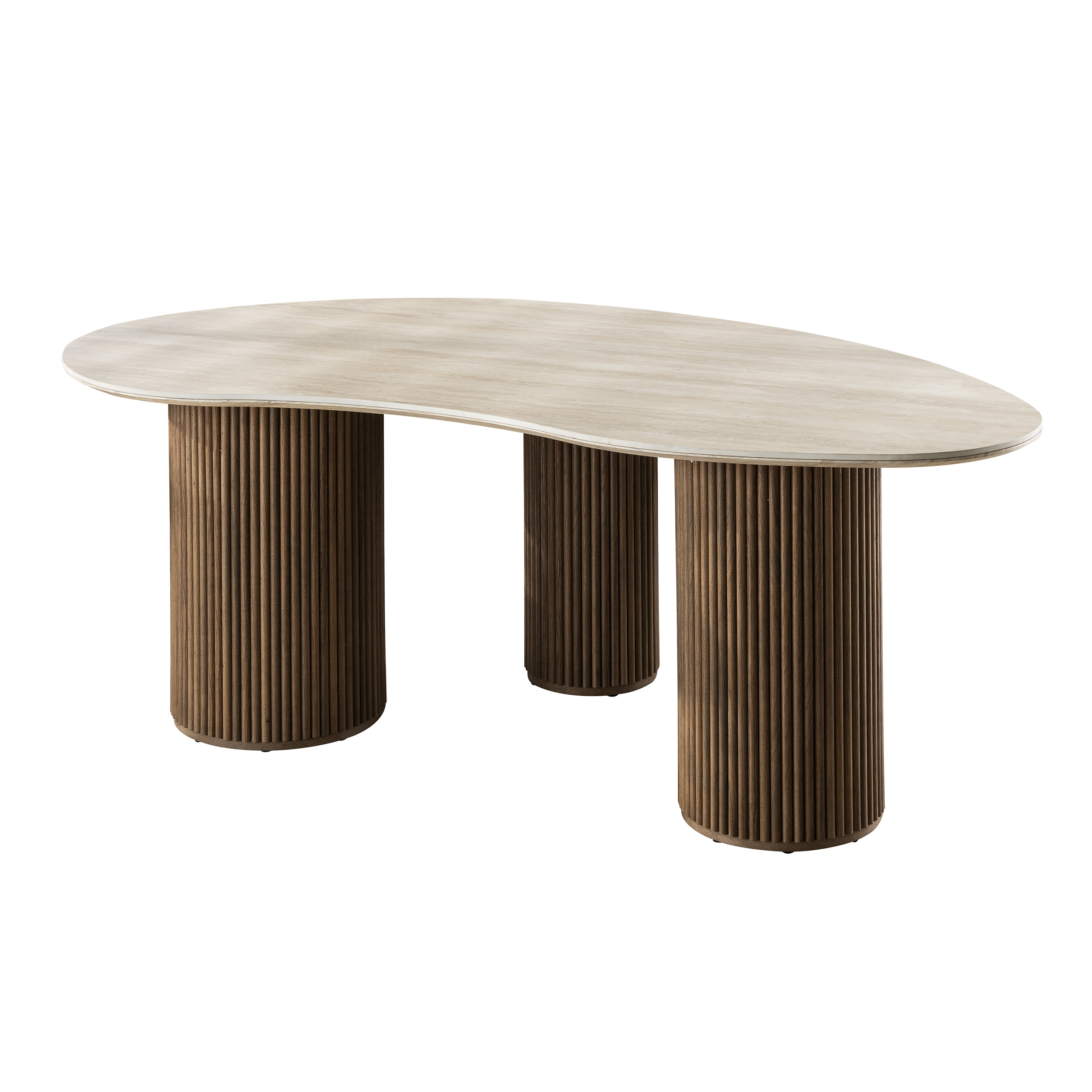 Dining table Romano kidney-shaped 215cm / 3D ceramic travertine - Zijlstra