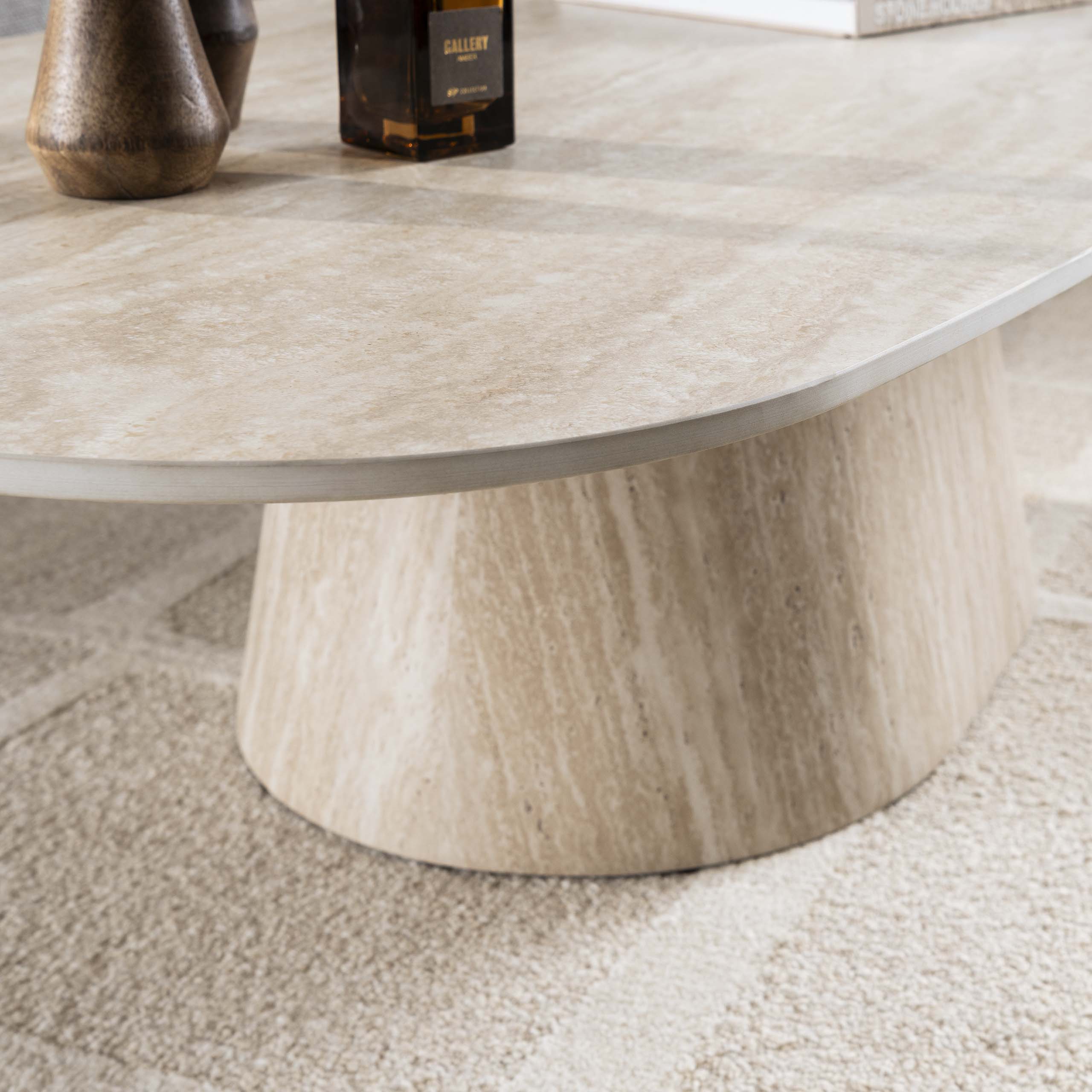 Mesa de centro Centro 135cm / cerámica 3D travertino - Zijlstra