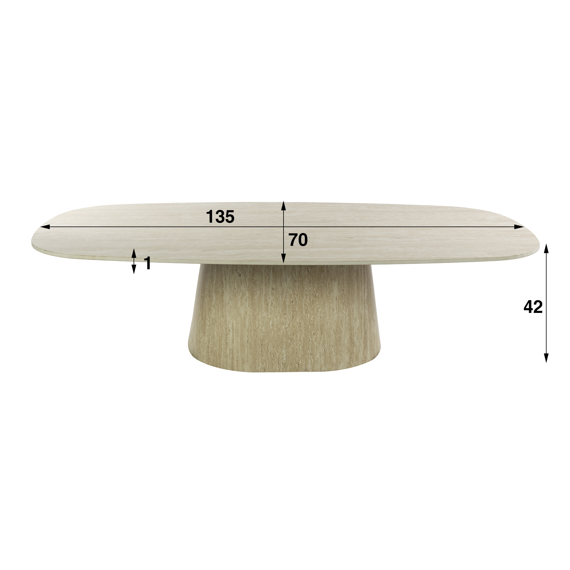 Mesa de centro Centro 135cm / cerámica 3D travertino - Zijlstra