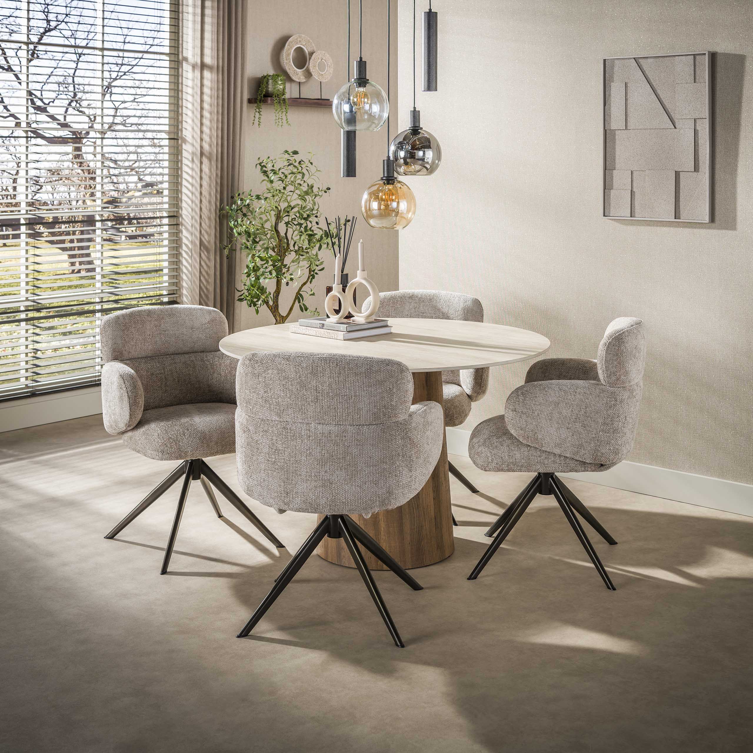 Eettafel Romano Centro rond Ø120cm / 3D keramiek travertin - Zijlstra