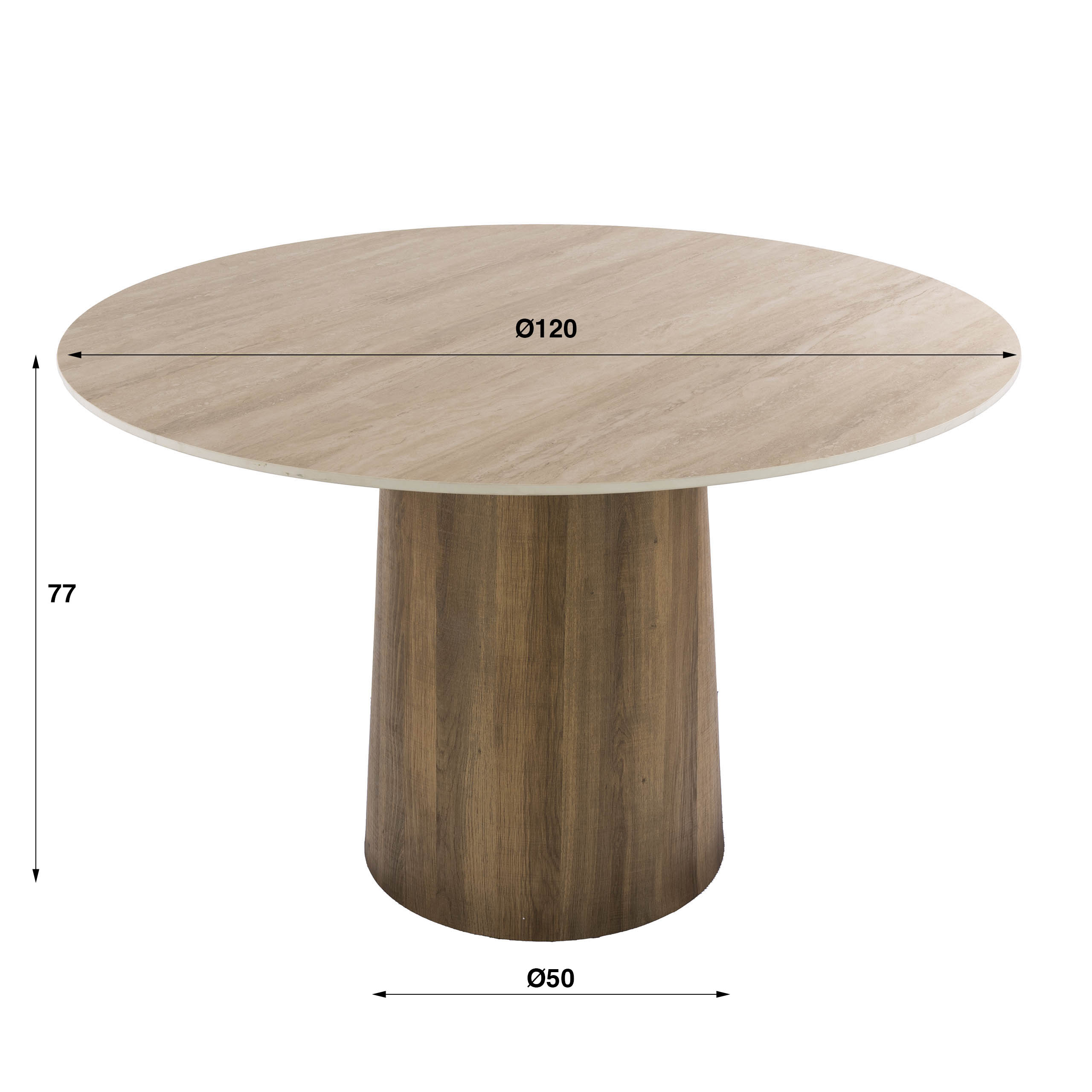 Mesa de comedor Romano Centro redonda Ø120cm / cerámica 3D travertino - Zijlstra