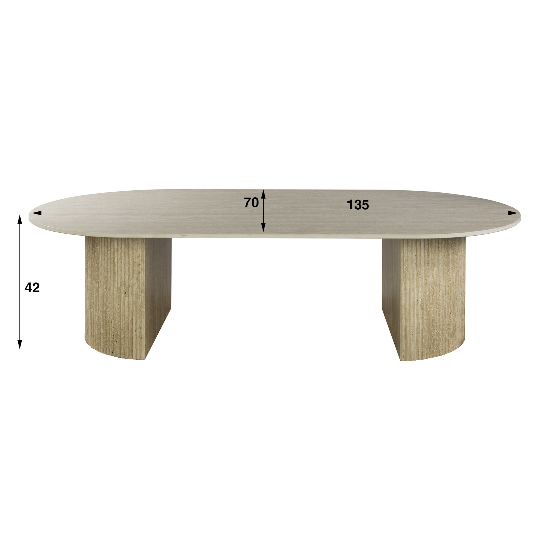 Salontafel Romano Arch 135cm / 3D keramiek travertin - Zijlstra