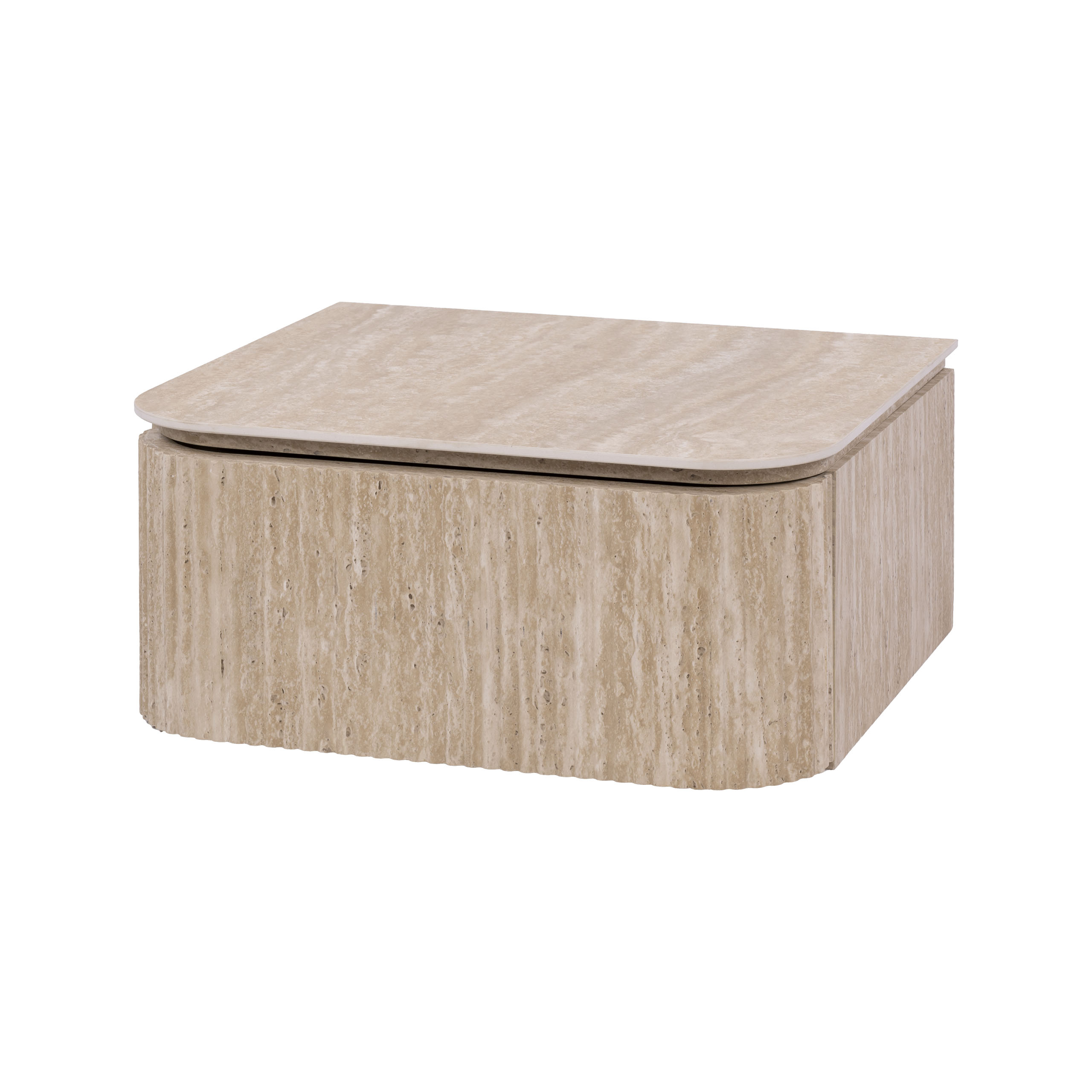 Schwebender Nachttisch Romano Arch mit 1 Schublade in 3D-Keramik Travertin - Emmo Design