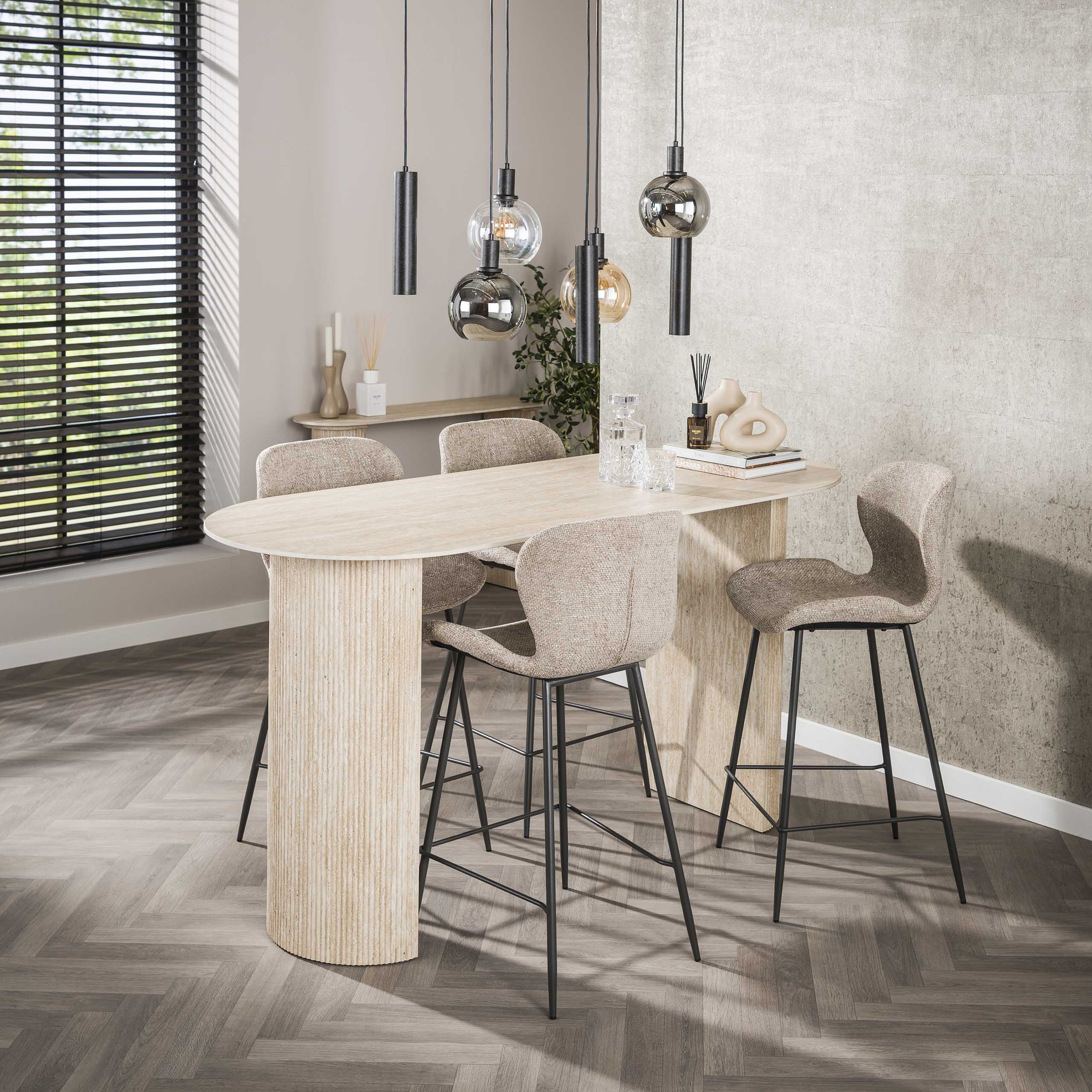 Bar Table Romano Arch Flat Oval 180cm / Ceramic Travertine - Zijlstra