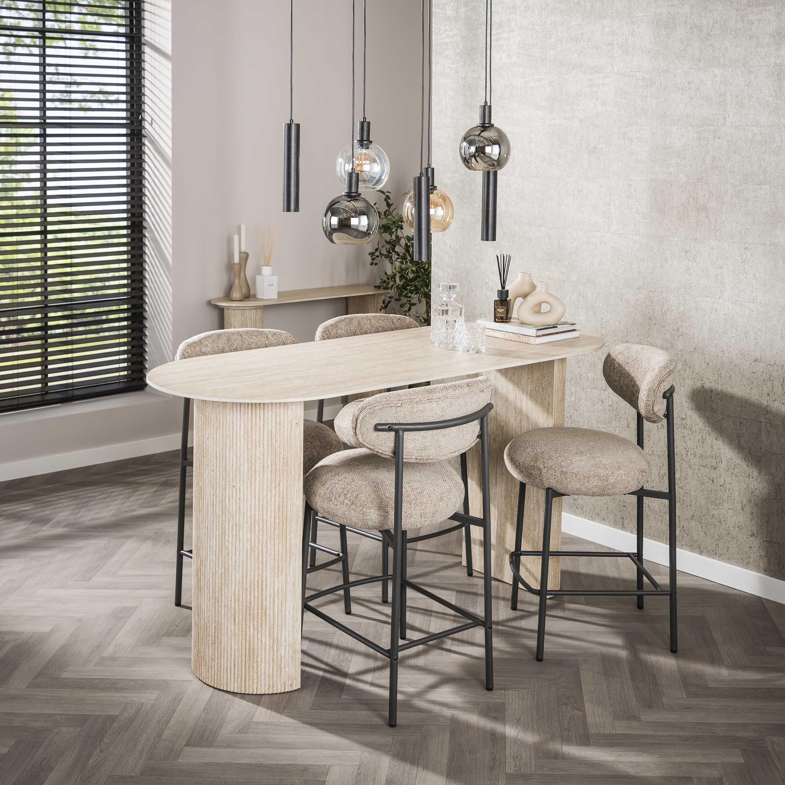 Bartafel Romano Arch plat ovaal 180cm / Keramiek travertin - Zijlstra