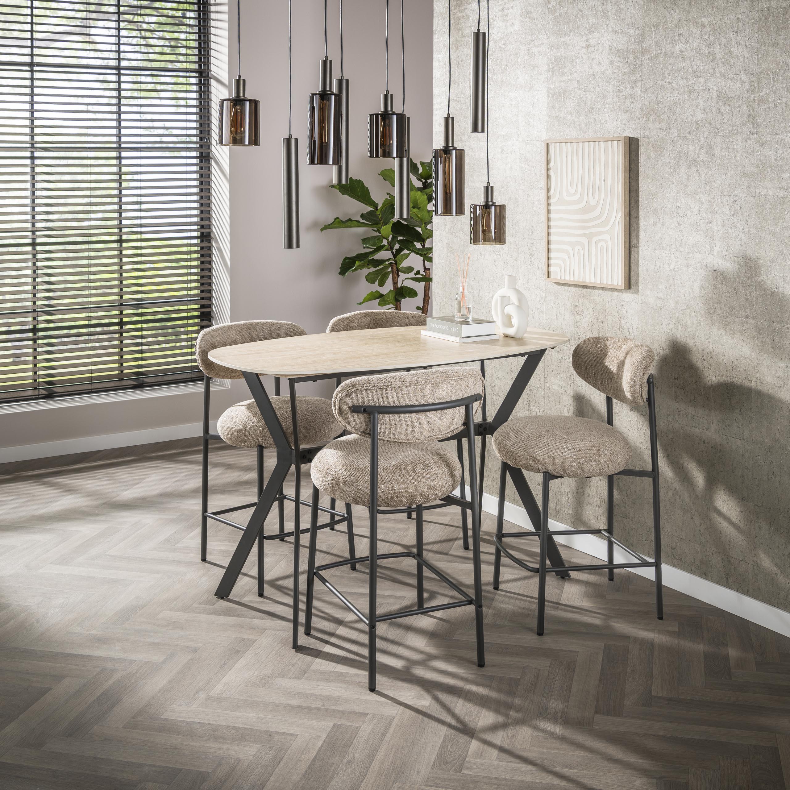 Bar Table Romano Danish Oval 140cm / Ceramic Travertine - Zijlstra