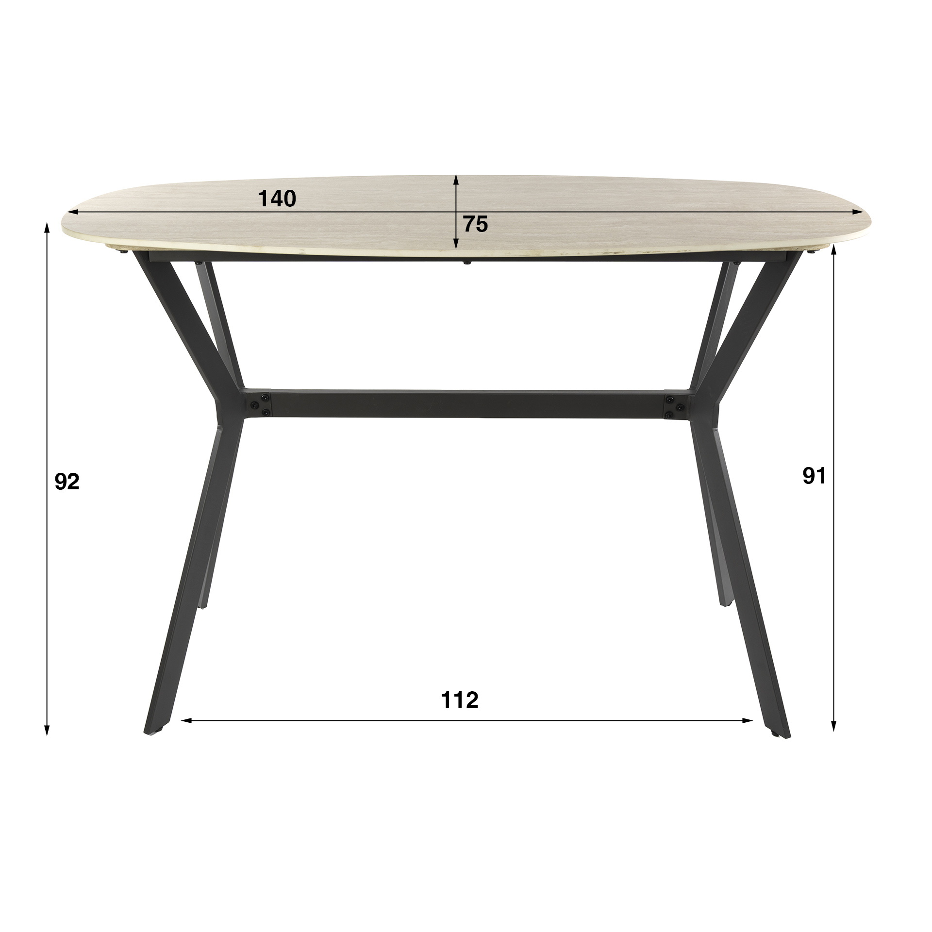 Mesa de bar Romano ovalada danesa 140cm / Cerámica travertino - Zijlstra