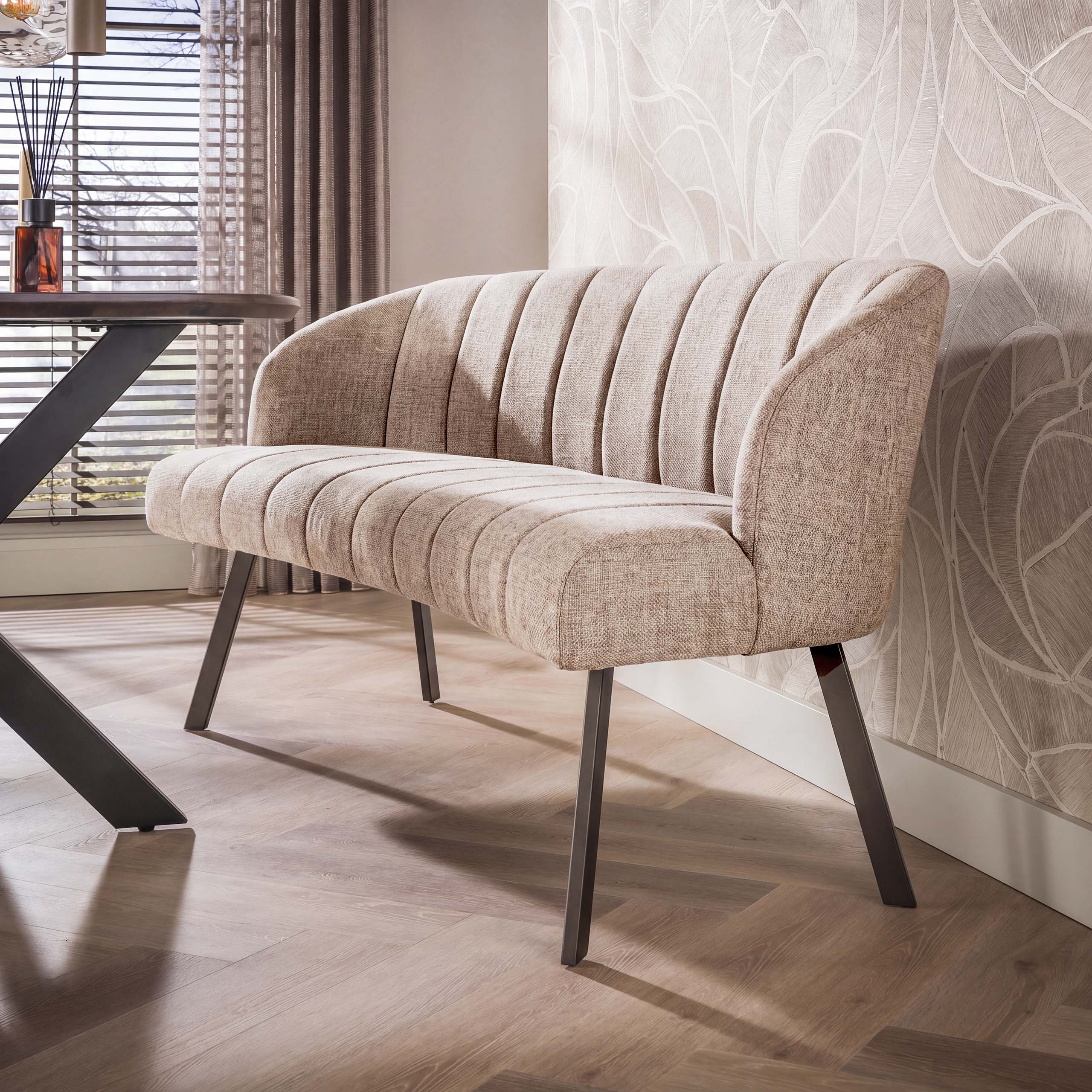 Esszimmerbank Oval in Hoven Sand-Braun - Emmo Design