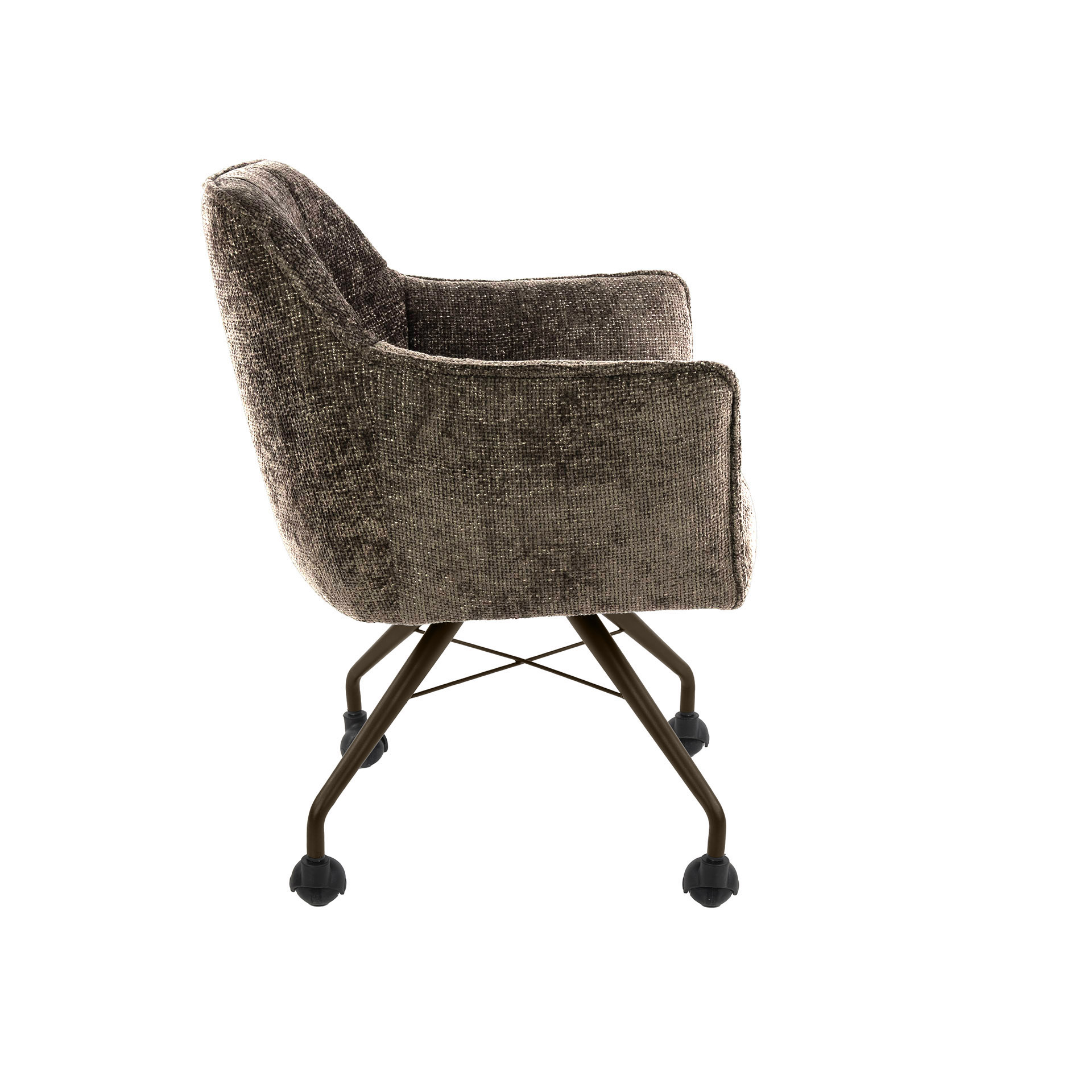 Armlehnstuhl Raster mit Rollen in Hoven Taupe-Braun (2er-Set) - Emmo Design