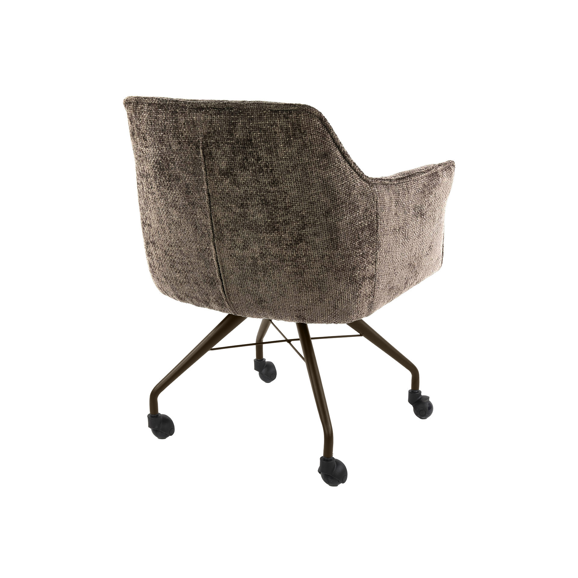 Armlehnstuhl Raster mit Rollen in Hoven Taupe-Braun (2er-Set) - Emmo Design