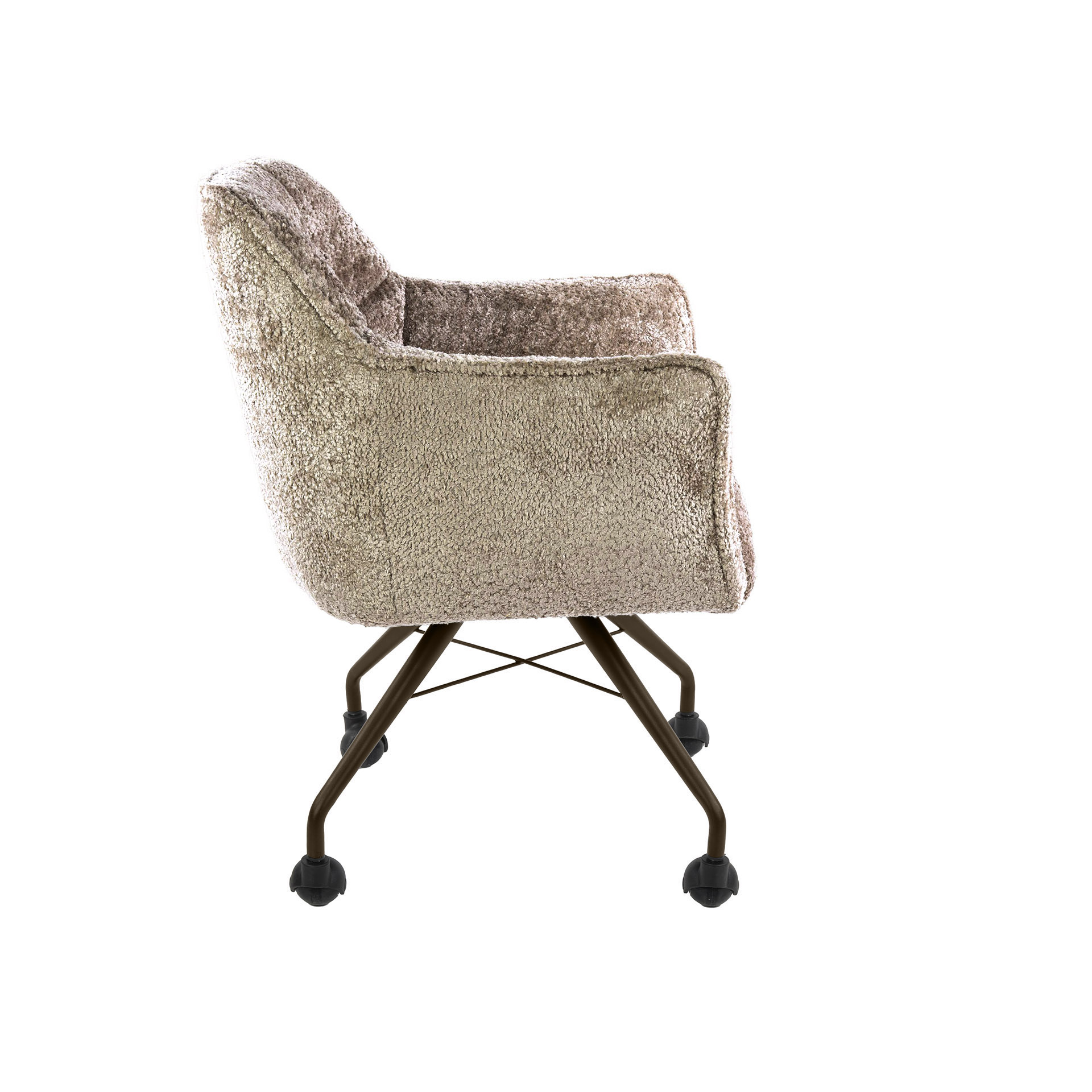Armlehnstuhl Raster mit Rollen in Alura Sand-Braun (2er-Set) - Emmo Design