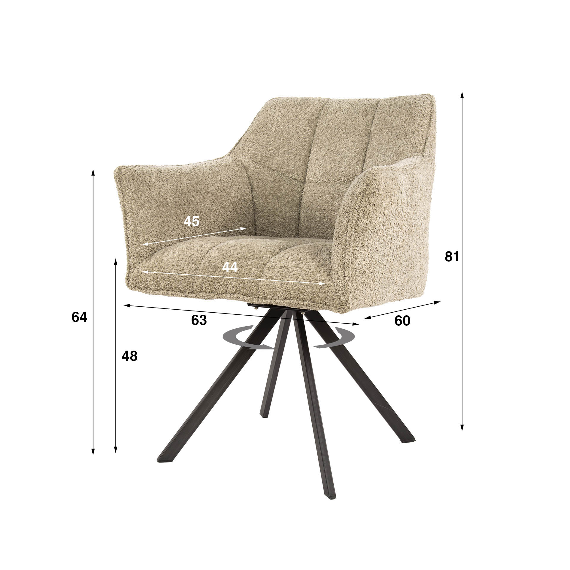 Armlehnstuhl Raster drehbar 2er-Set / Bouclé Sand - Zijlstra