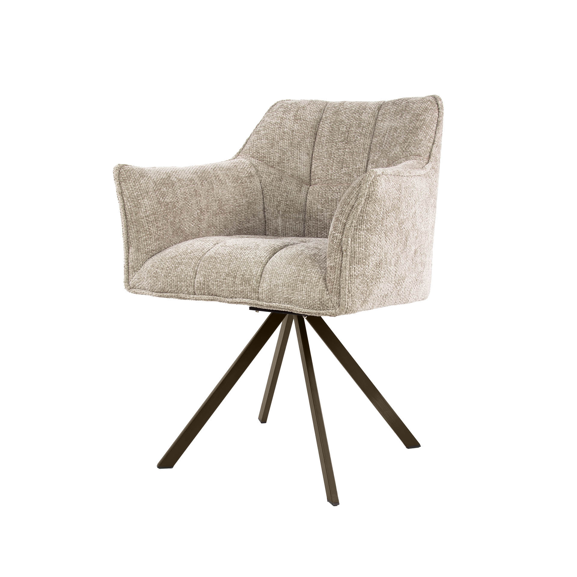Drehbarer Armlehnstuhl Raster in Hoven Sand-Braun (2er-Set) - Emmo Design