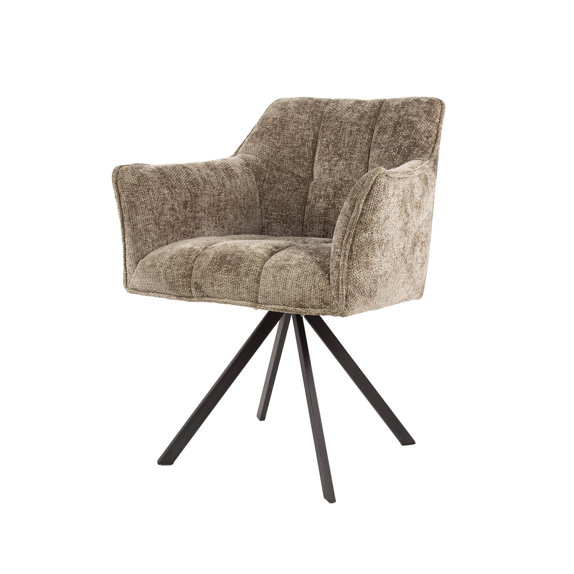 Drehbarer Armlehnstuhl Raster in Hoven Champagner (2er-Set) - Emmo Design