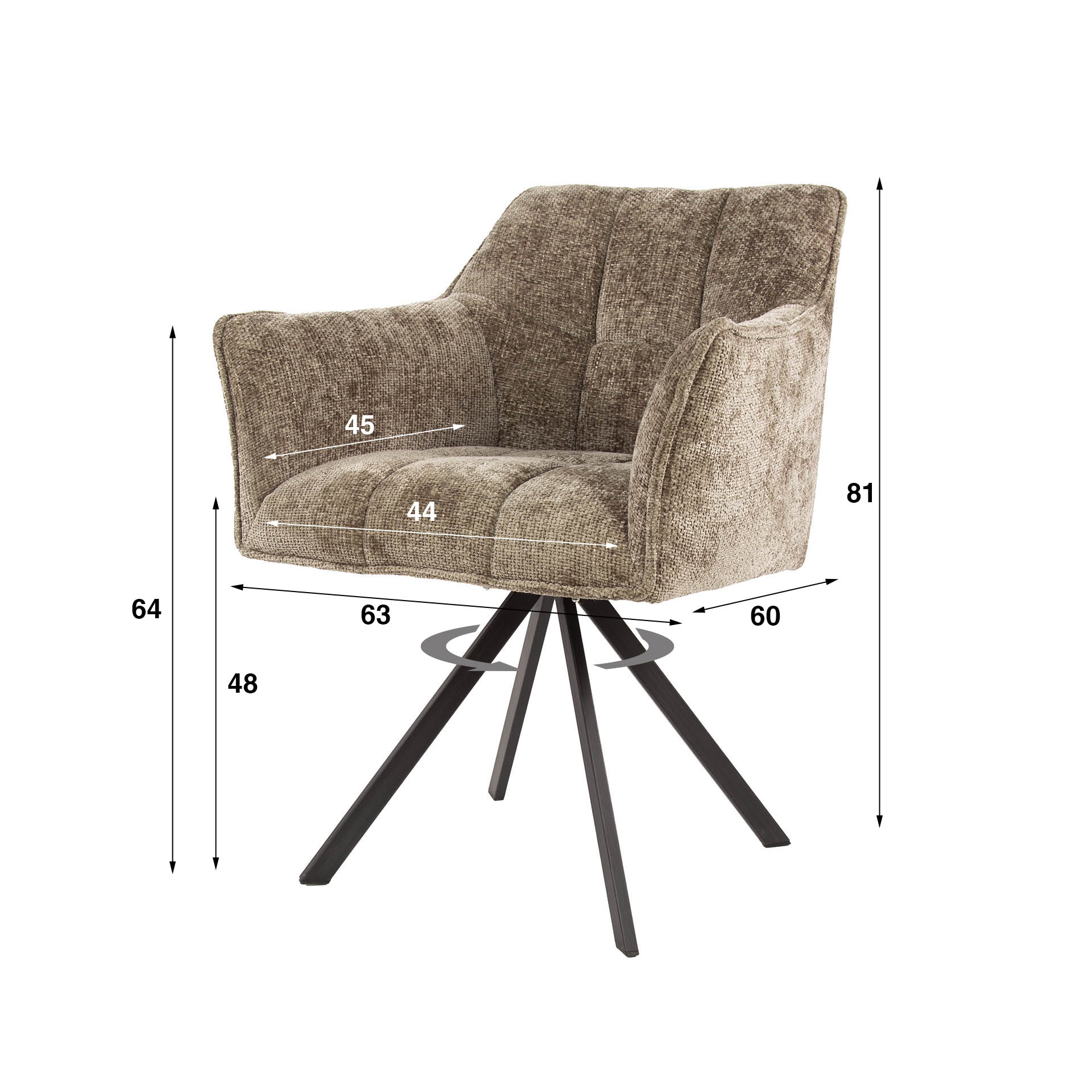 Drehbarer Armlehnstuhl Raster in Hoven Champagner (2er-Set) - Emmo Design