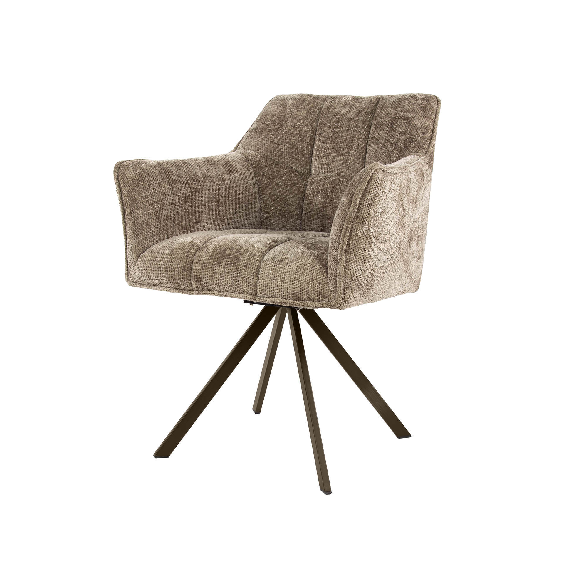 Drehbarer Armlehnstuhl Raster in Hoven Champagner-Braun (2er-Set) (Hoven champagne-Braun) - Emmo Design