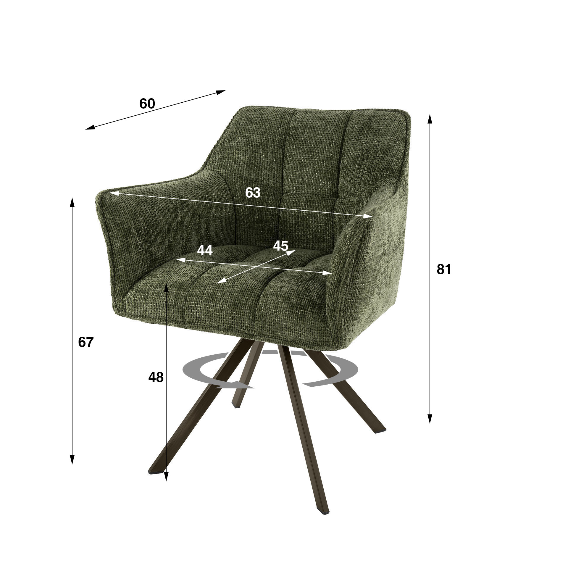 Drehbarer Armlehnstuhl Raster in Hoven Grün-Braun (2er-Set) - Emmo Design