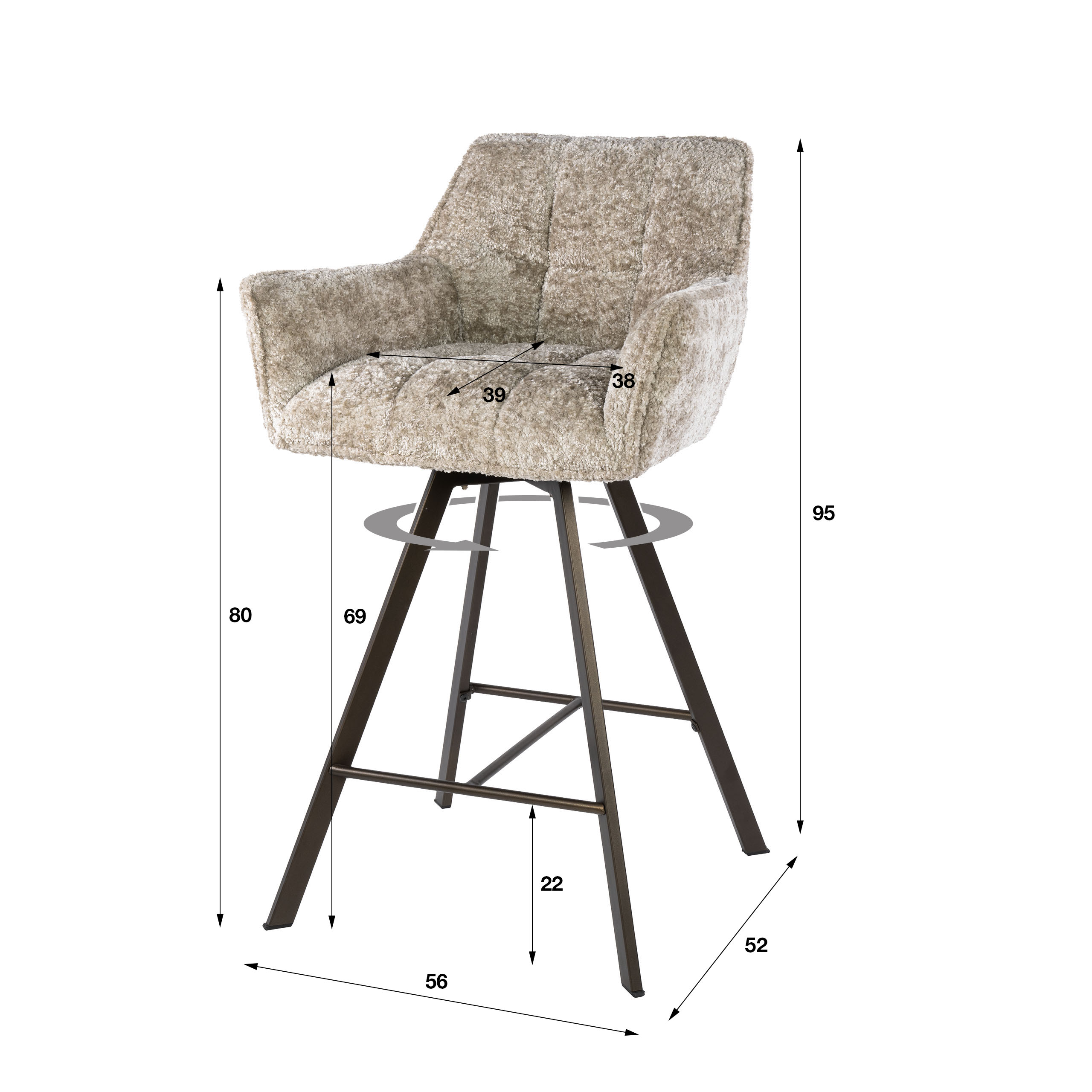 Barhocker Raster drehbar, im 2er-Set verpackt / Alura sand-braun - Zijlstra