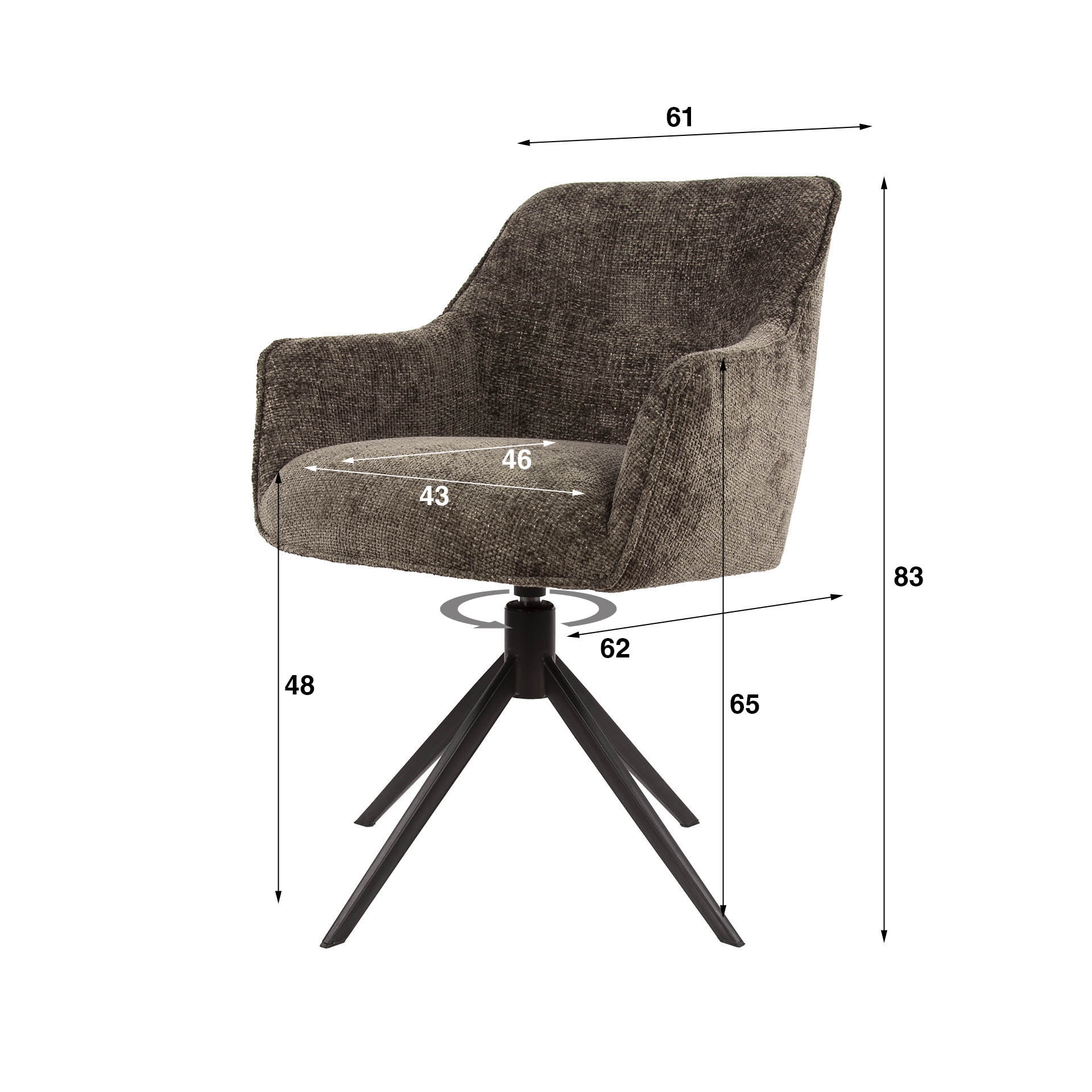 Drehbarer Armlehnstuhl Pull in Hoven Taupe (2er-Set) - Emmo Design