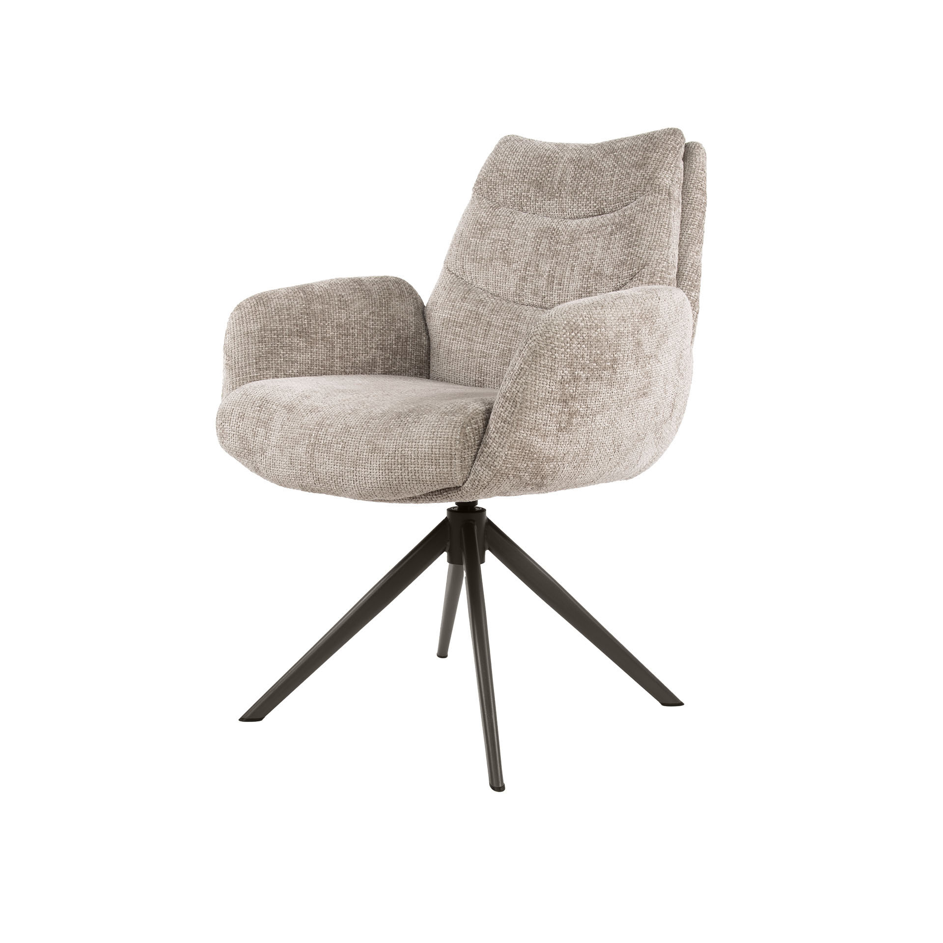 Drehbarer Armlehnstuhl Lounge in Hoven Sand-Braun (2er-Set) - Emmo Design