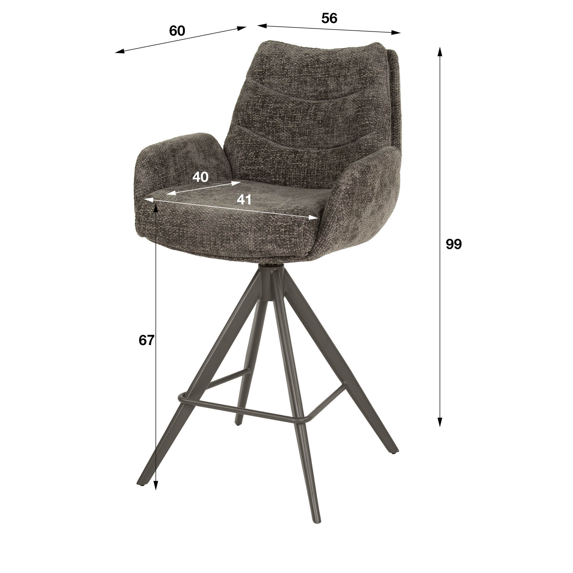 Bar Stool Lounge swivel set of 2 / Hoven taupe-brown - Zijlstra