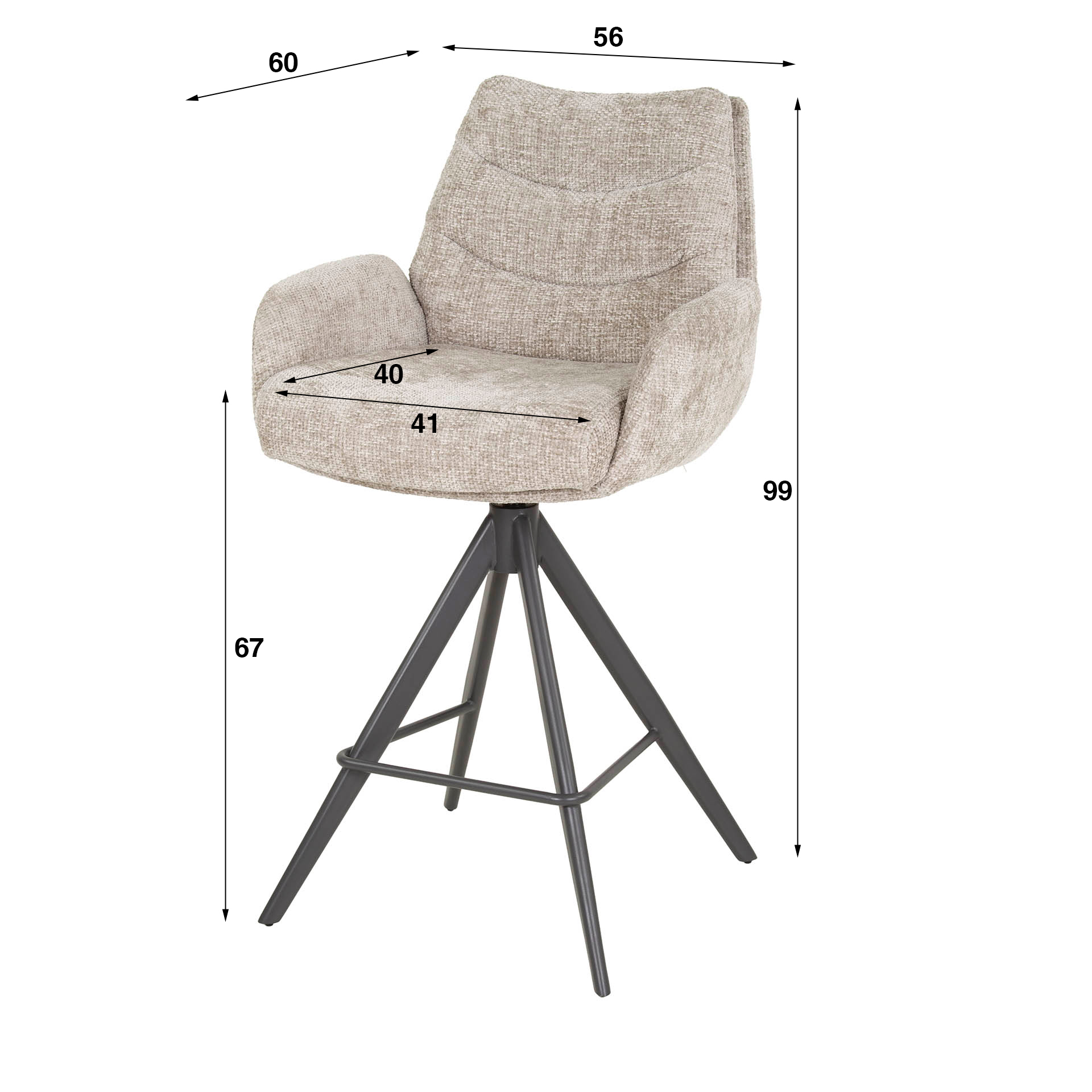 Barhocker Lounge drehbar im 2er-Set / Hoven Sand - Zijlstra