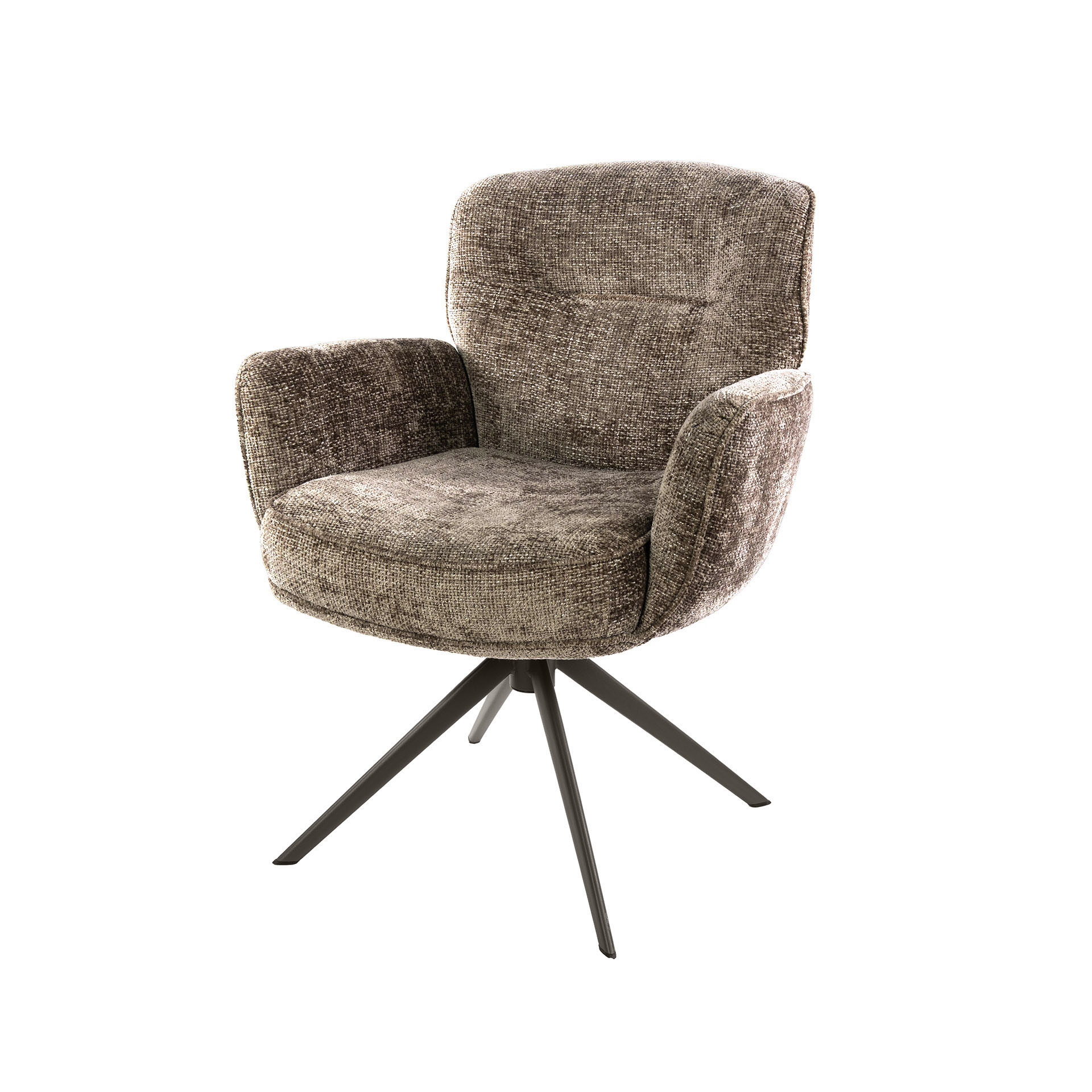 Drehbarer Armlehnstuhl Forza in Hoven Champagner-Braun (2er-Set) (Hoven champagne-Braun) - Emmo Design