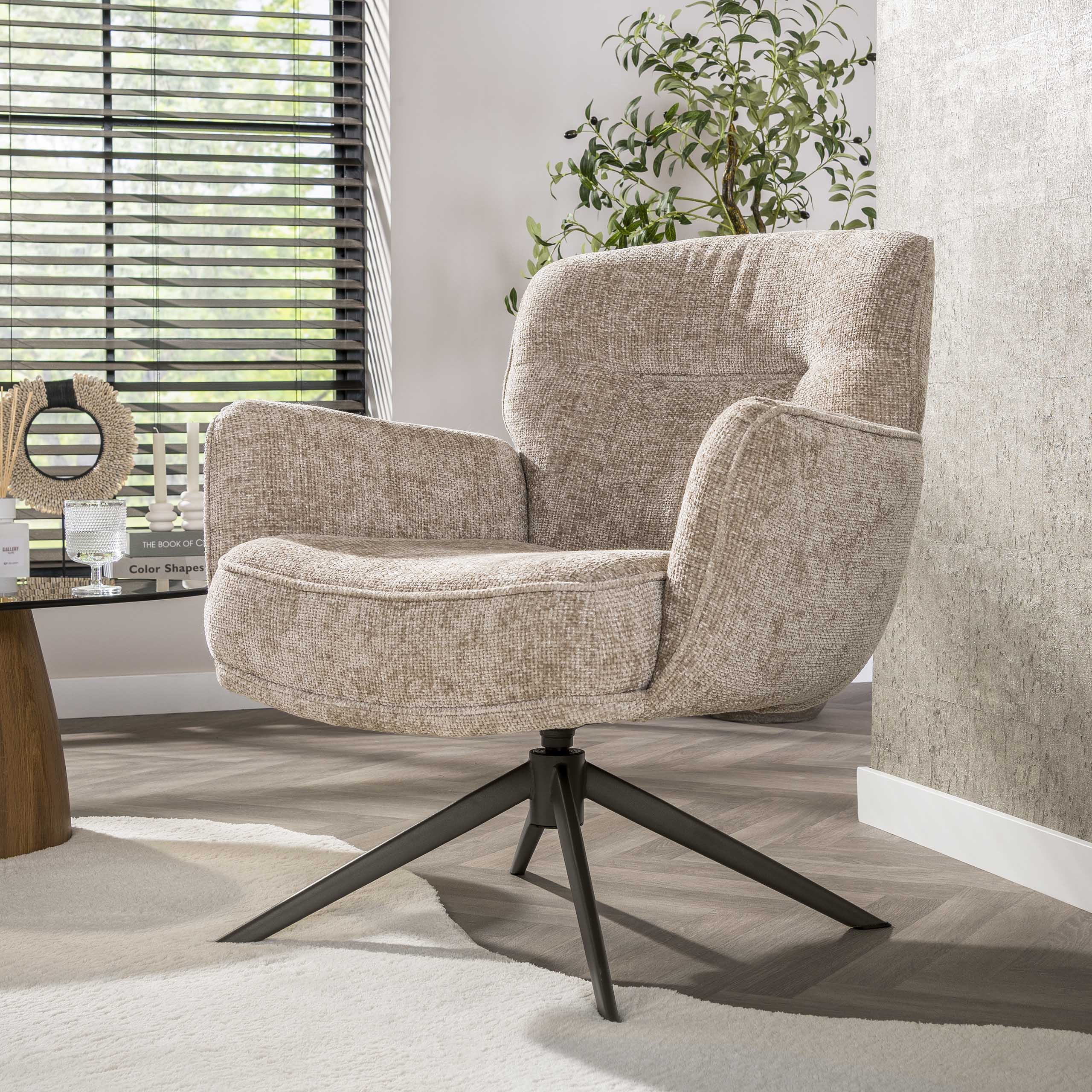 Sessel Forza draaibaar in Hoven Sand-Braun - Emmo Design