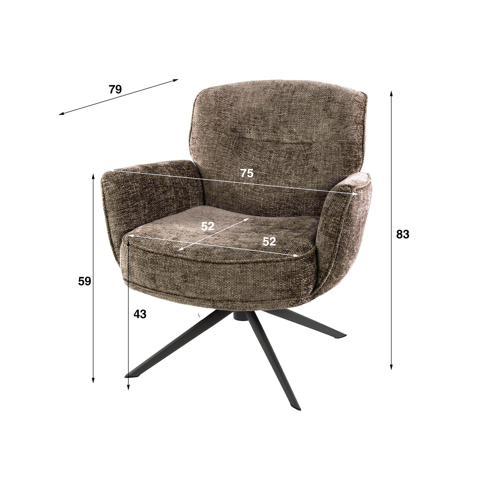 Fauteuil Forza draaibaar / Hoven champagne - Zijlstra
