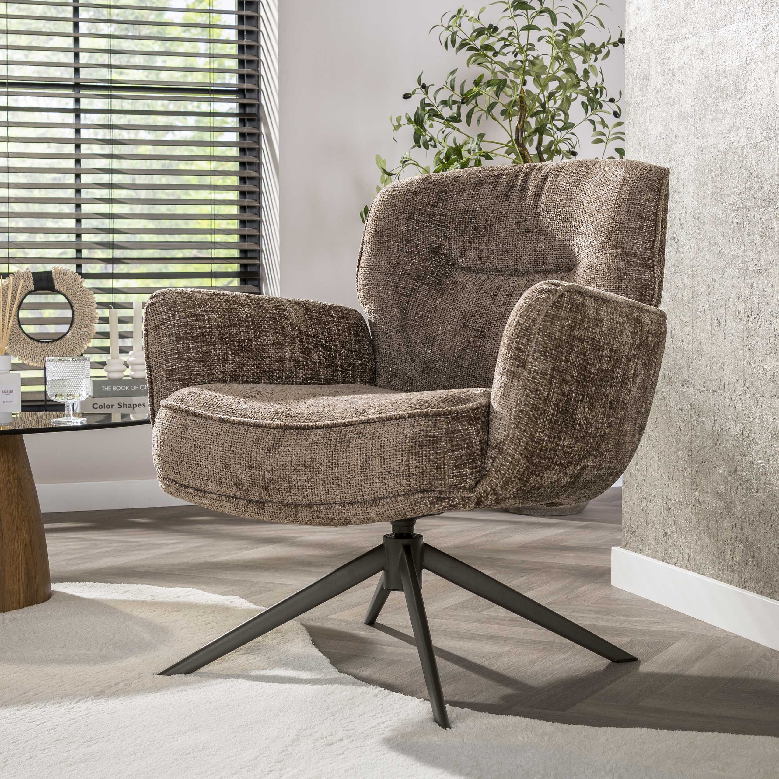 Sessel Forza drehbar / Hoven champagne-braun - Zijlstra