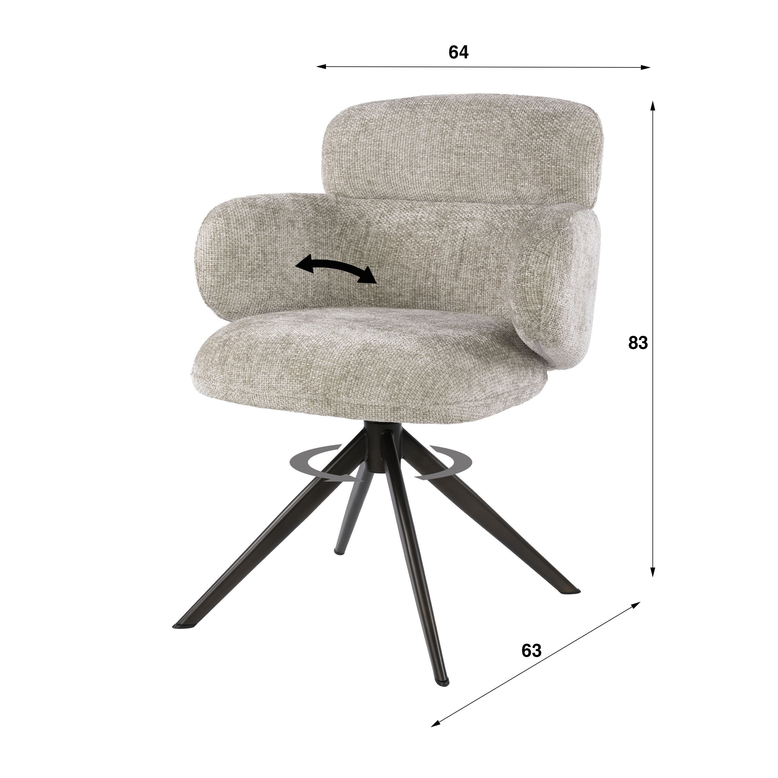 Drehbarer Armlehnstuhl Flex in Hoven Sand-Braun (2er-Set) - Emmo Design
