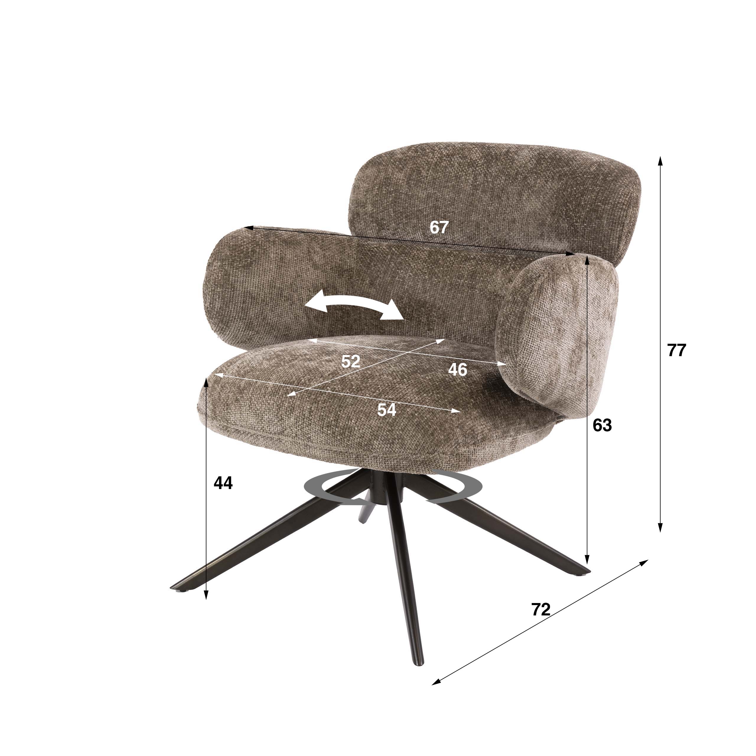 Flex swivel armchair / Hoven champagne-brown - Zijlstra