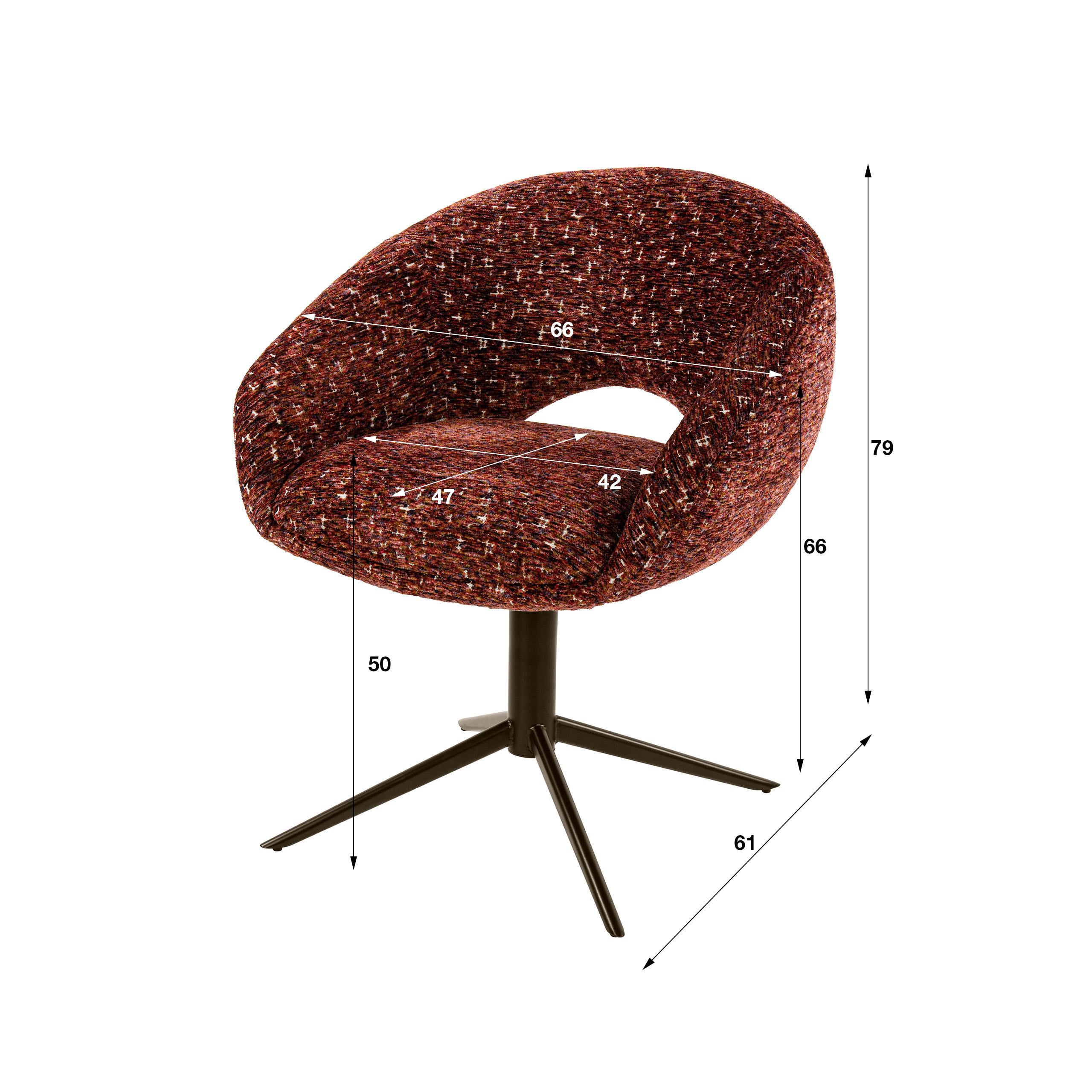 Armstuhl Cupa drehbar verpackt pro 2 / Delviro bordeaux rot-braun - Zijlstra