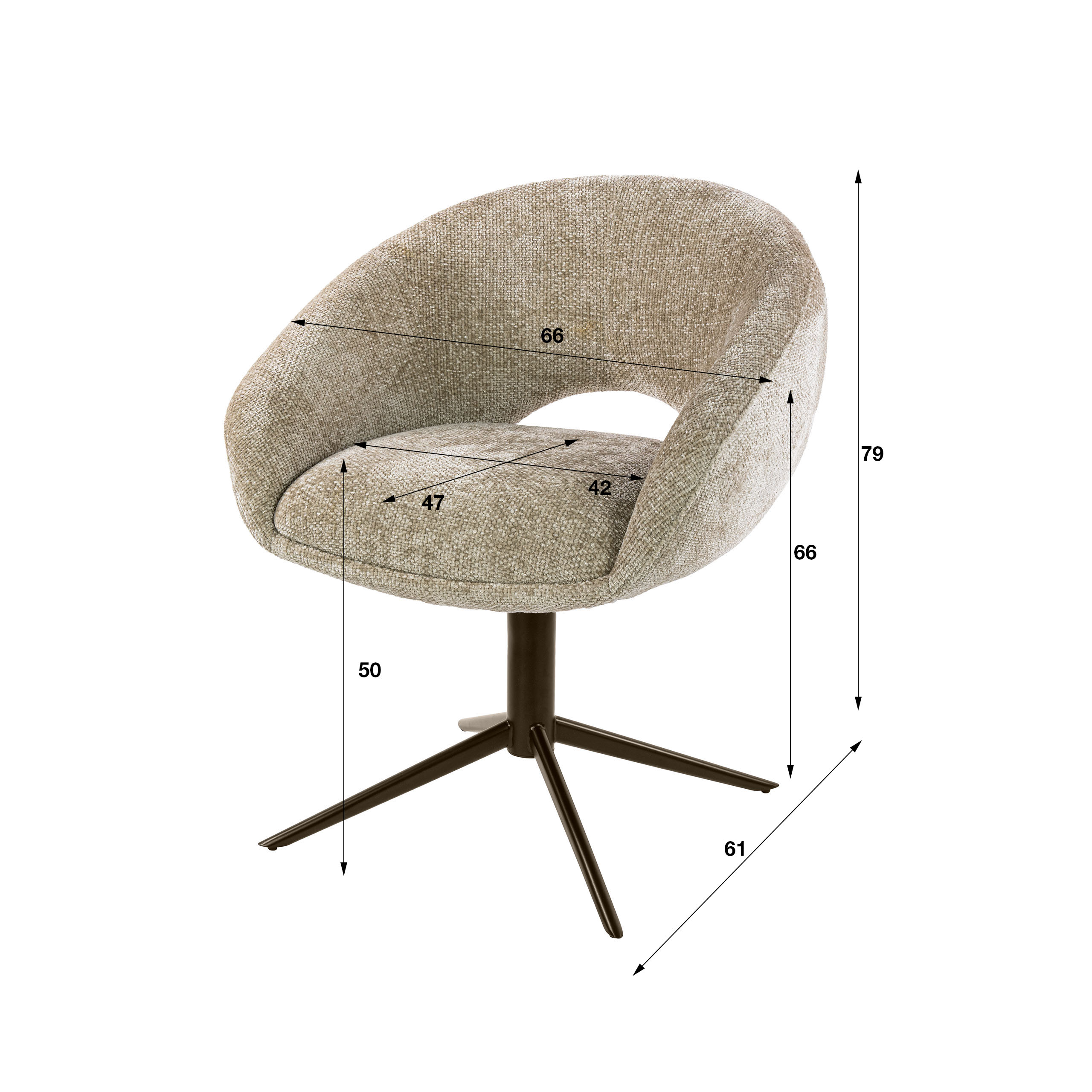 Drehbarer Armlehnstuhl Cupa in Hoven Sand-Braun (2er-Set) - Emmo Design