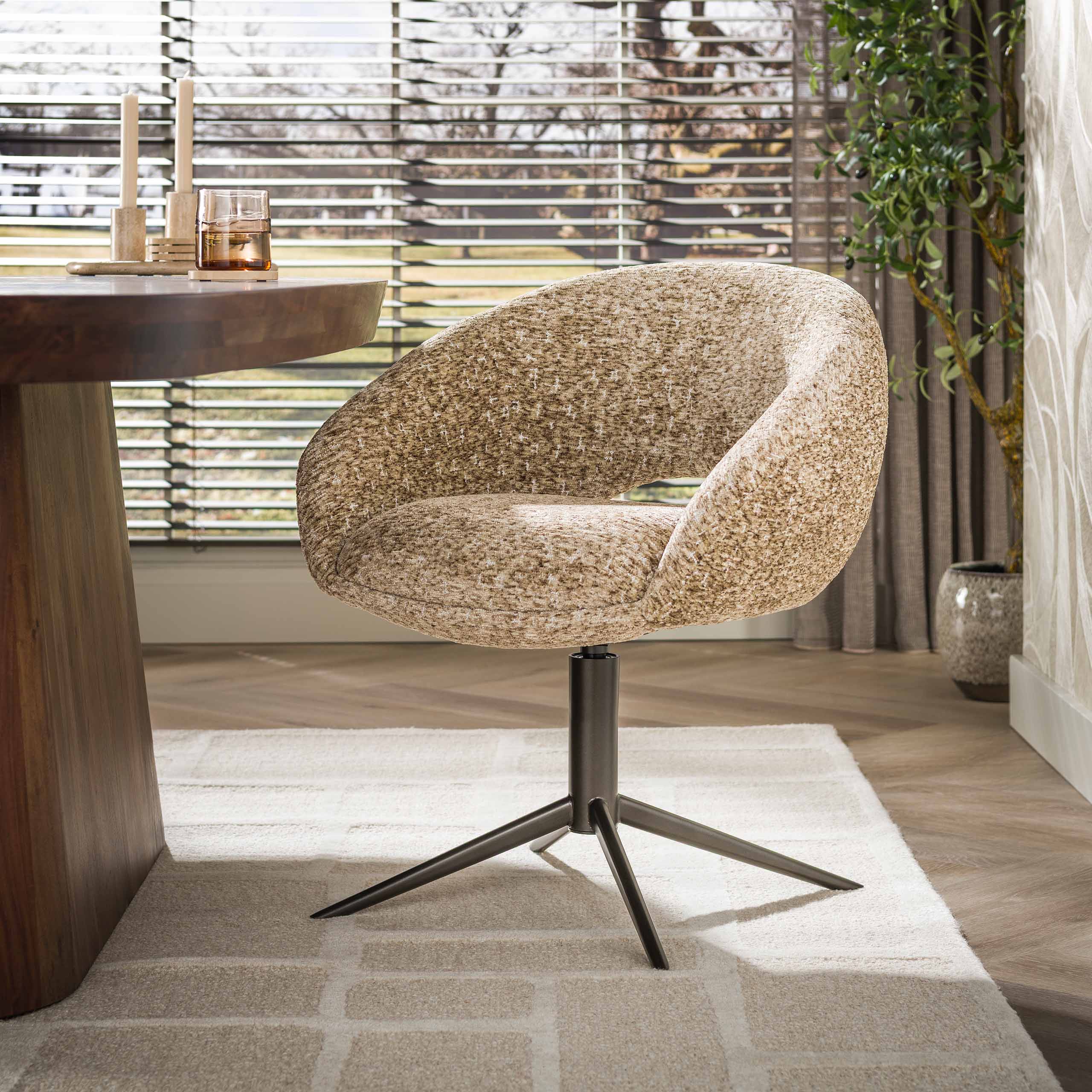 Armchair Cupa swivel, set of 2 / Delviro champagne-brown - Zijlstra