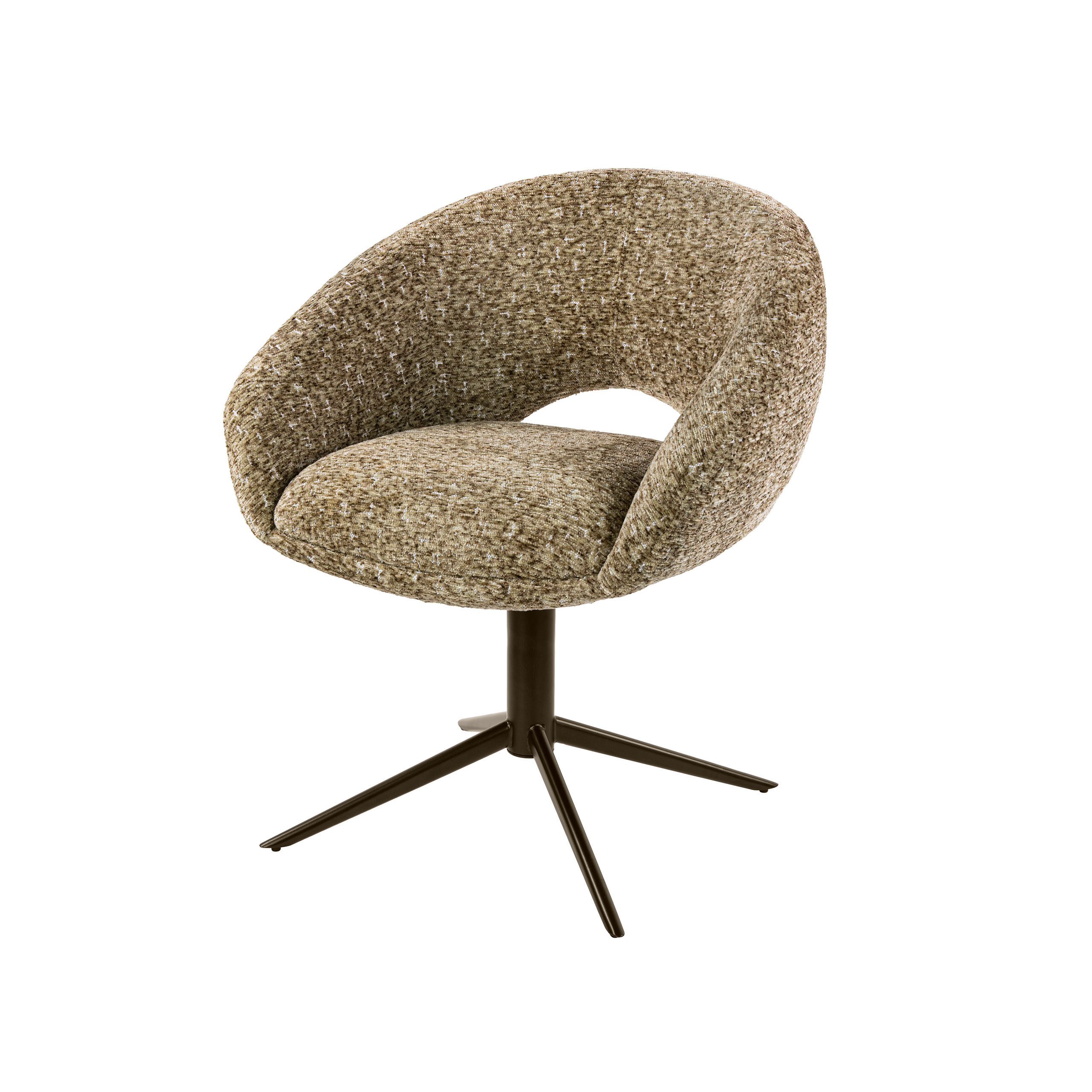 Drehbarer Armlehnstuhl Cupa in Delviro Champagner-Braun (2er-Set) (Delviro champagne-Braun) - Emmo Design