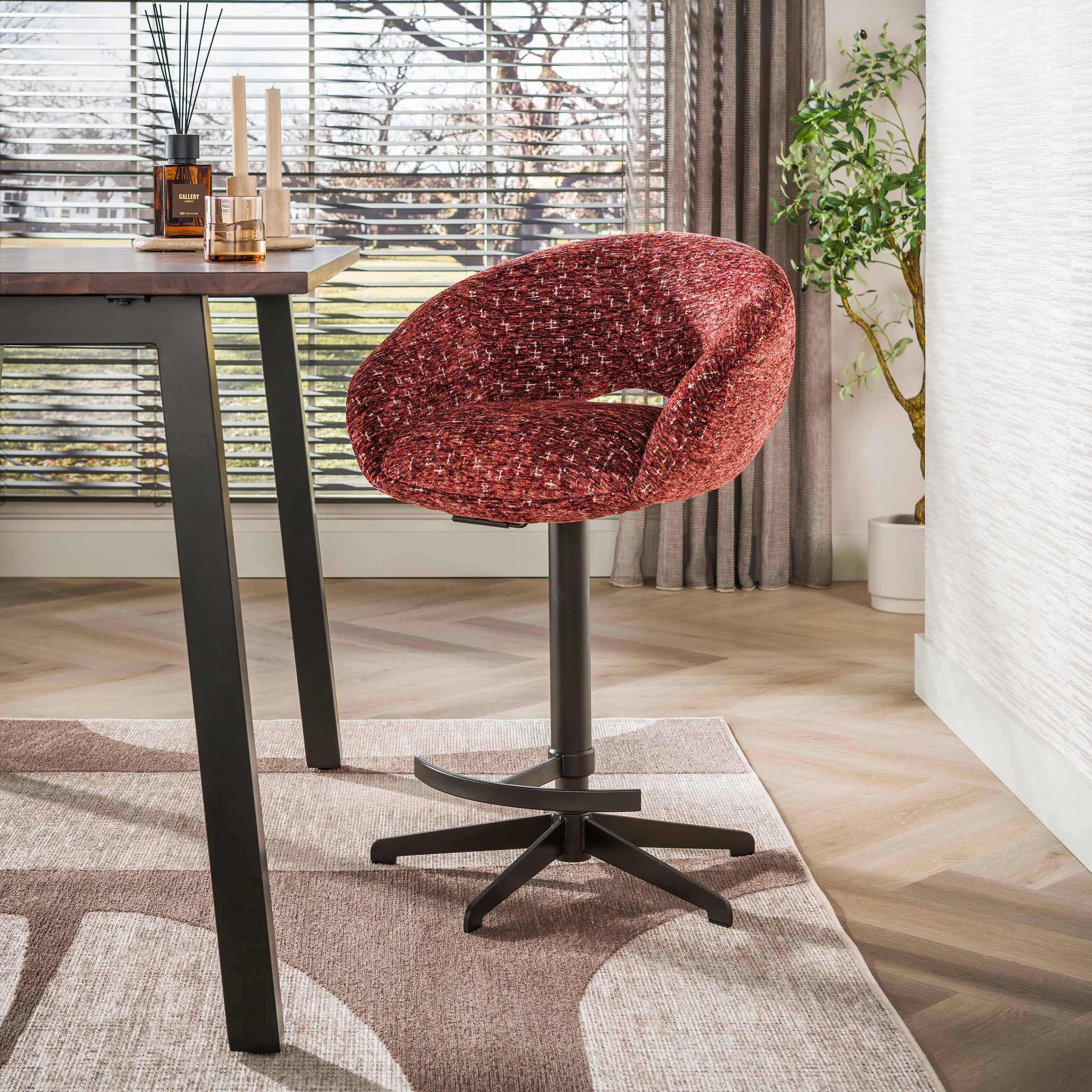 Taburete de bar Cupa height adjust en Delviro burdeos-marrón (set de 2) (Delviro bordeaux rood-bruin) - Emmo Design