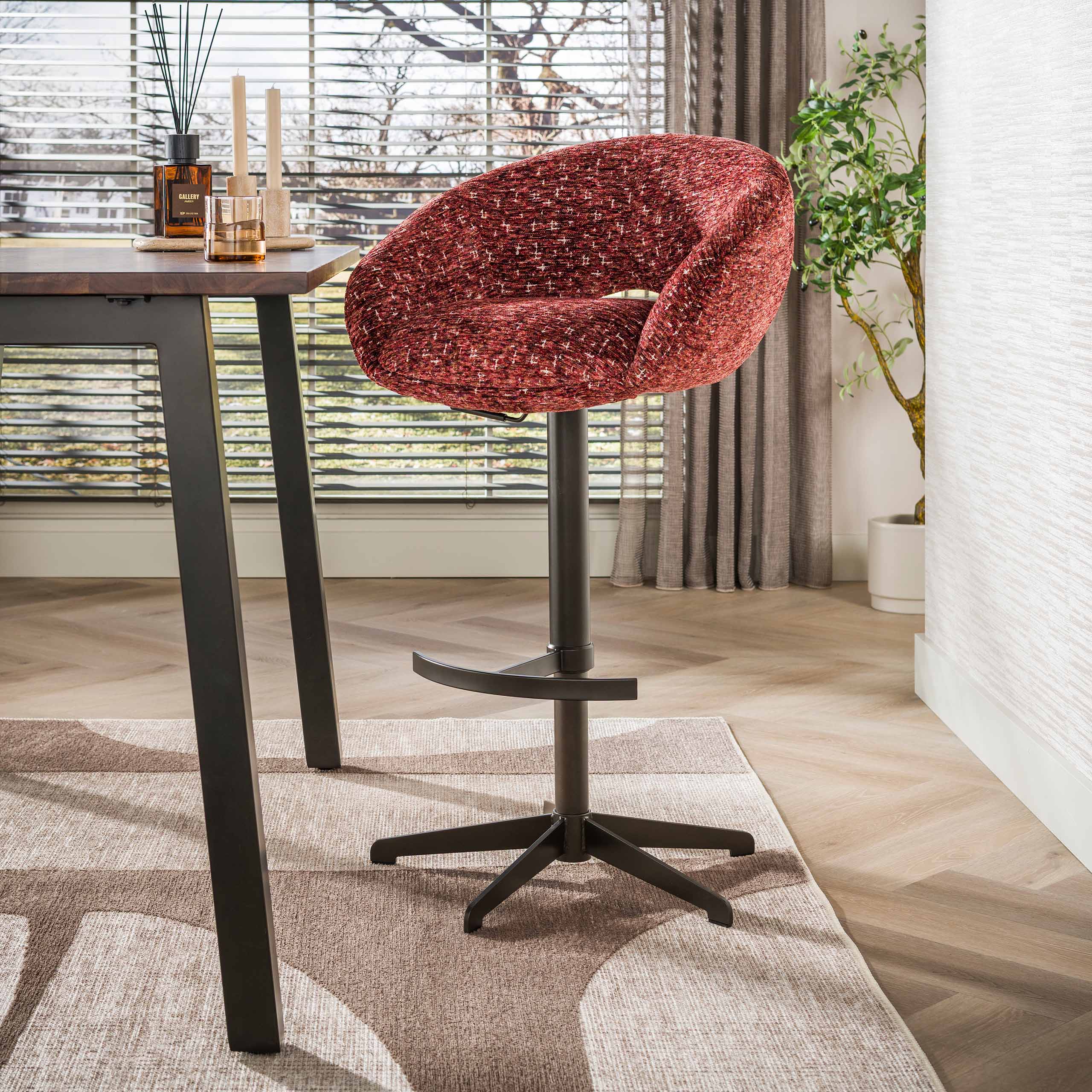 Taburete de bar Cupa height adjust en Delviro burdeos-marrón (set de 2) (Delviro bordeaux rood-bruin) - Emmo Design