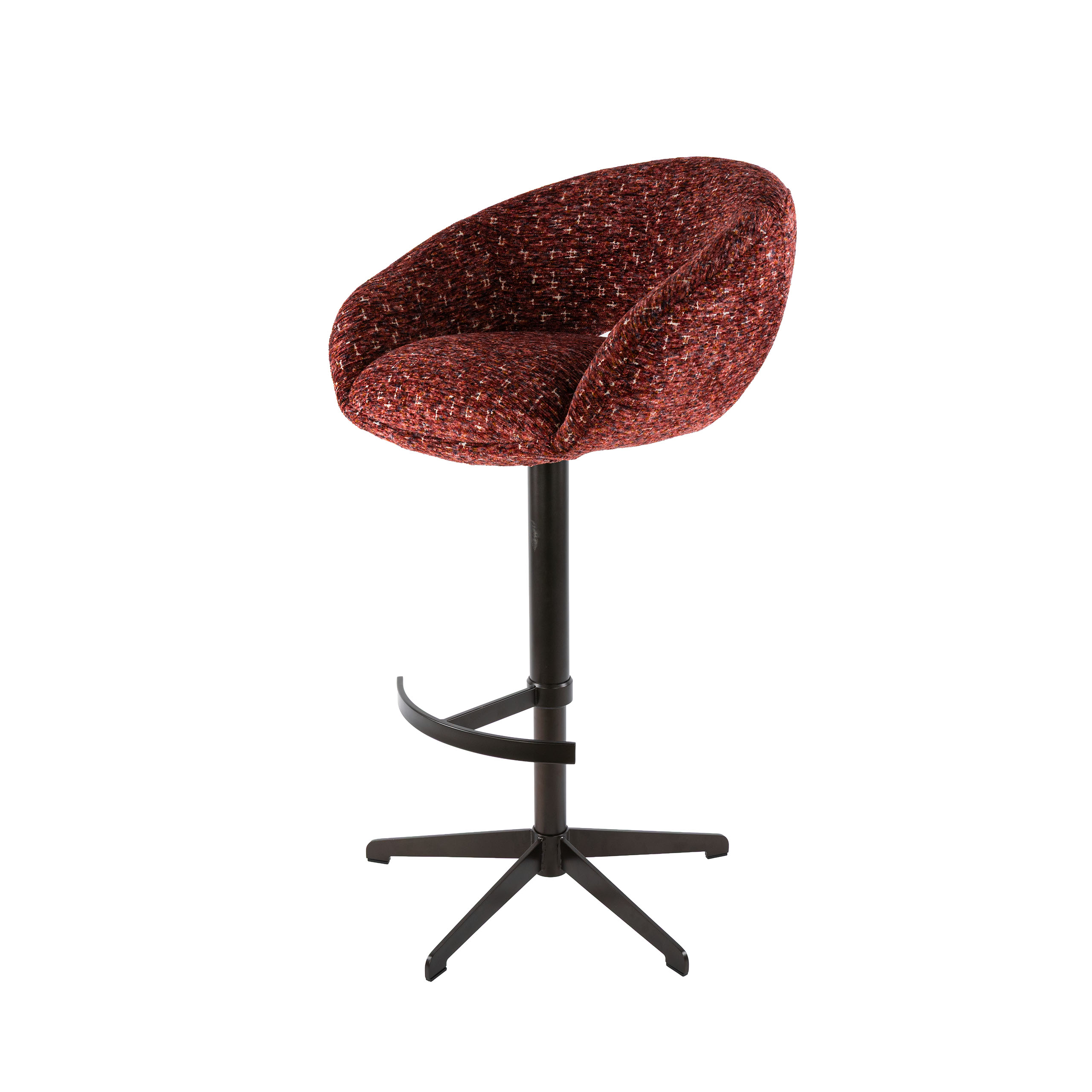 Bar stool Cupa height adjust in Delviro burgundy red-brown (set of 2) (Delviro bordeaux rood-bruin) - Emmo Design