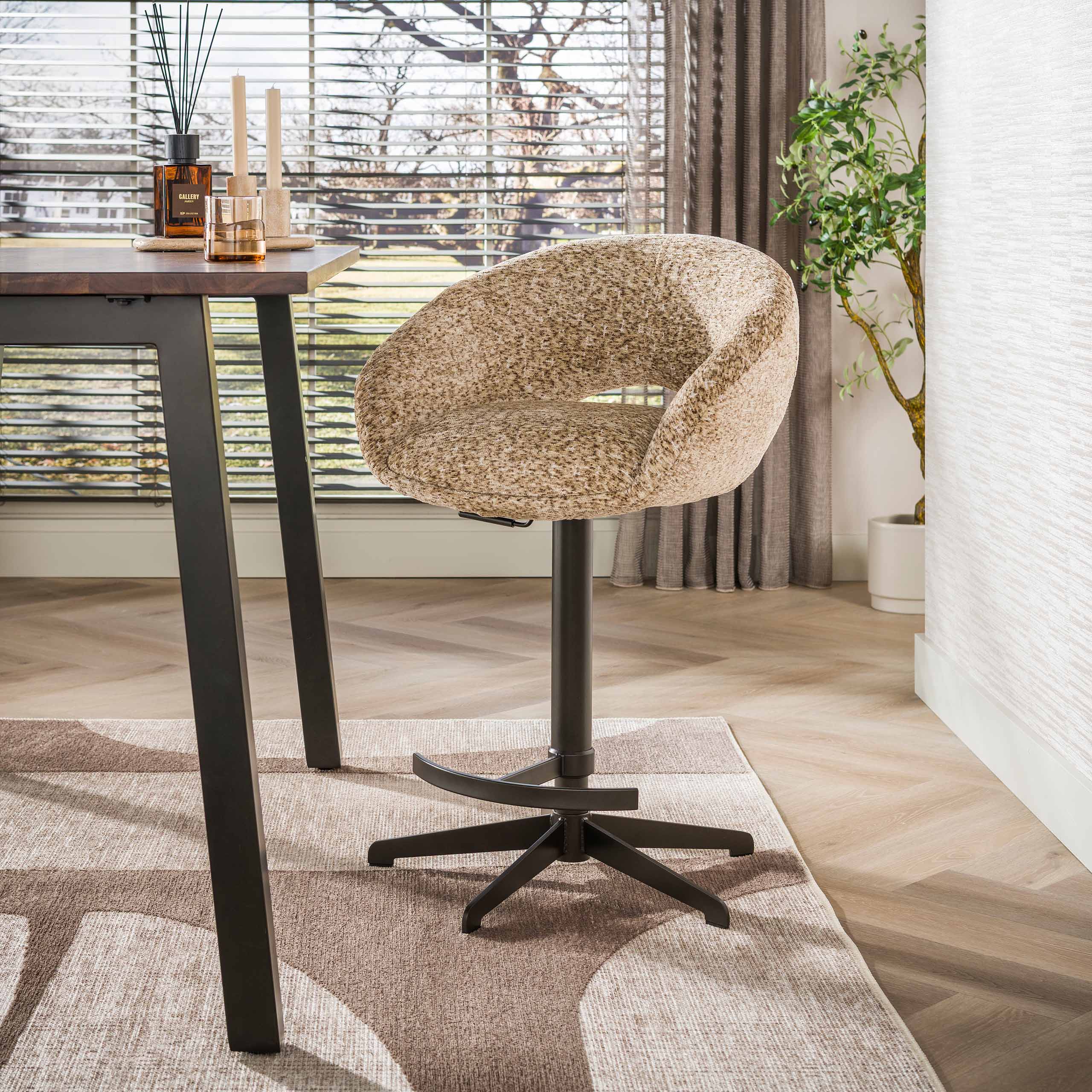Bar stool Cupa height adjust in Delviro champagne-brown (set of 2) (Delviro champagne-bruin) - Emmo Design