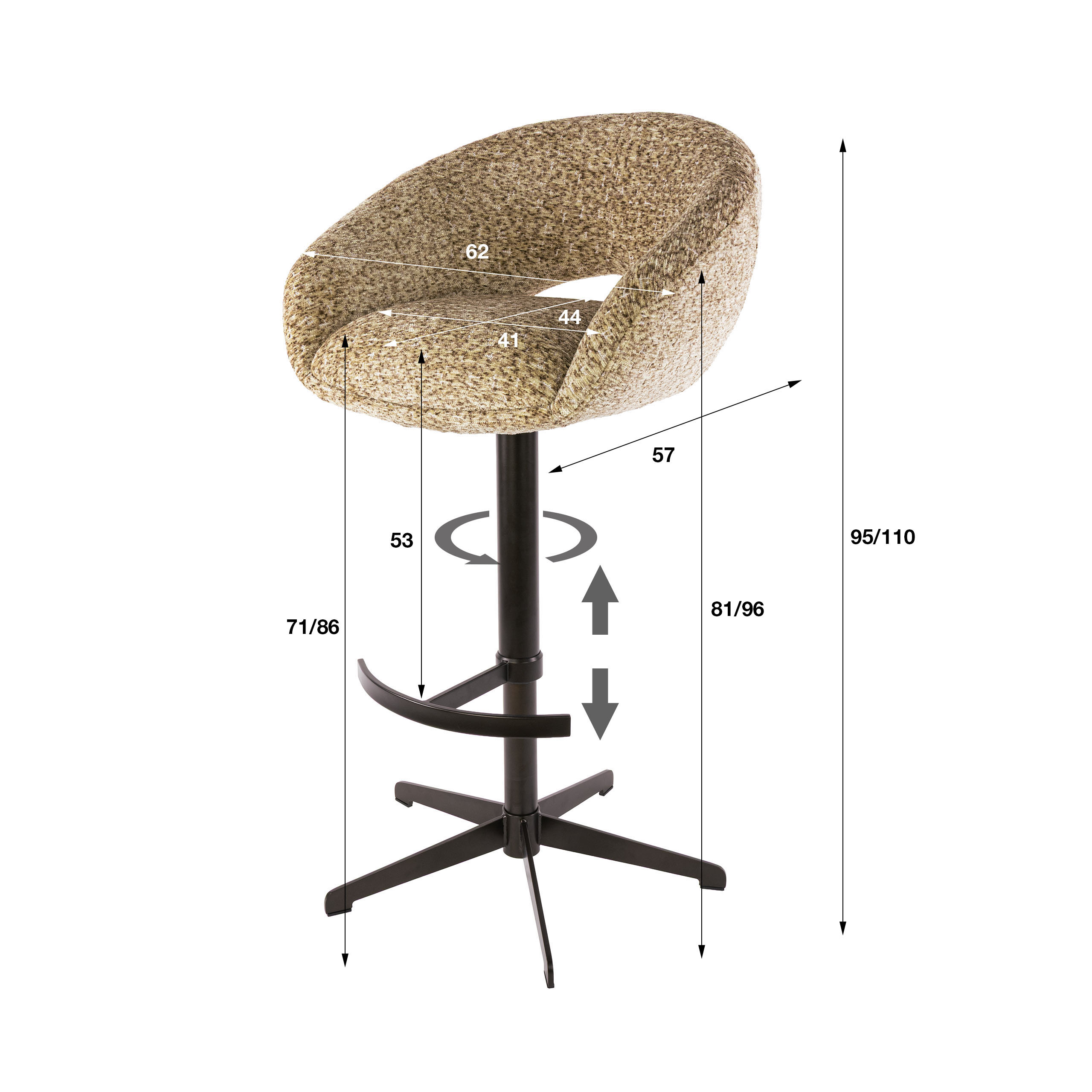 Barstuhl Cupa height adjust in Delviro Champagner-Braun (2er-Set) (Delviro champagne-Braun) - Emmo Design