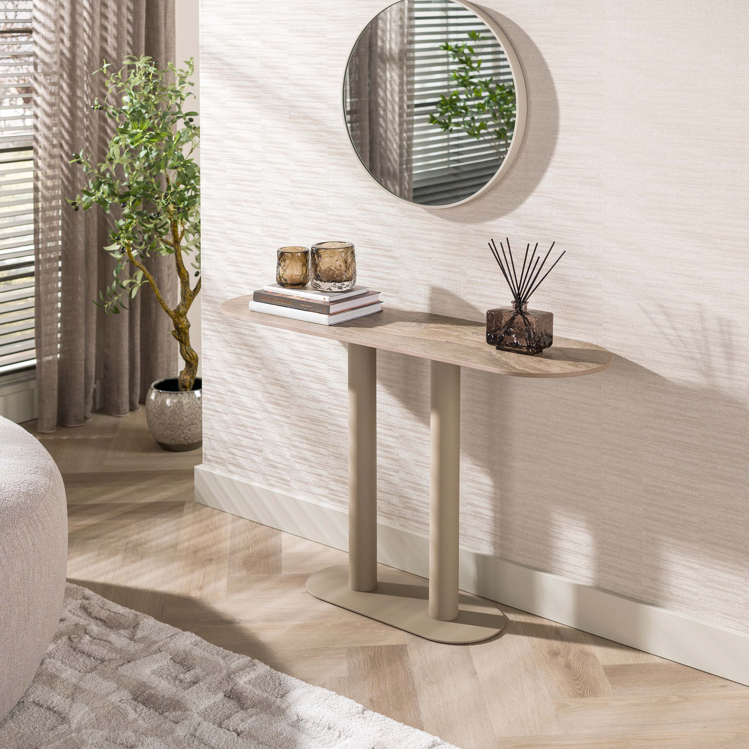 Mesa consola Selvo en travertino 3D arena - Emmo Design