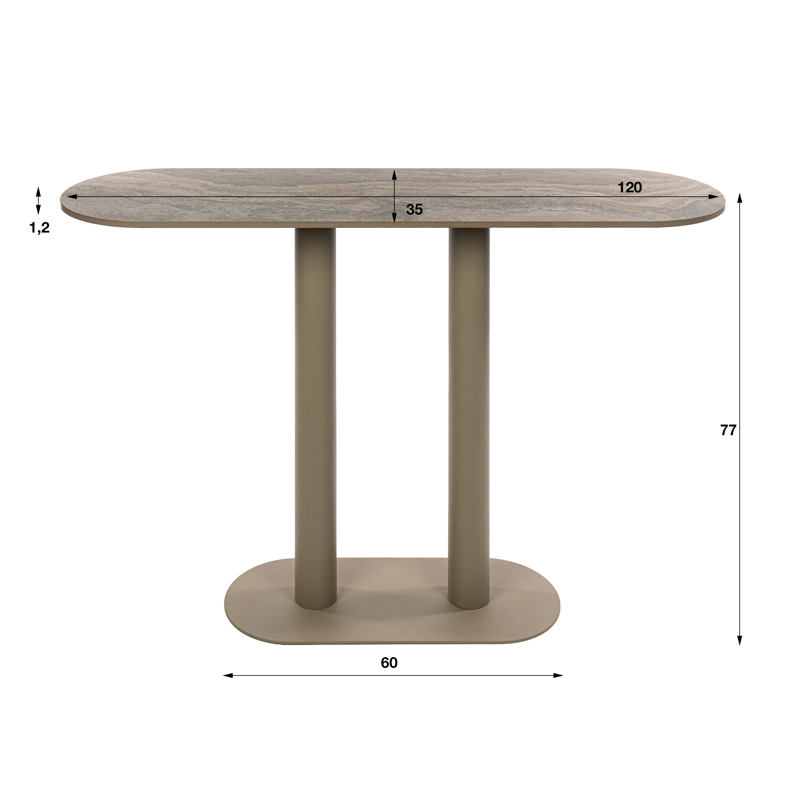 Haltafel Selvo, 3D travertin zand - Zijlstra