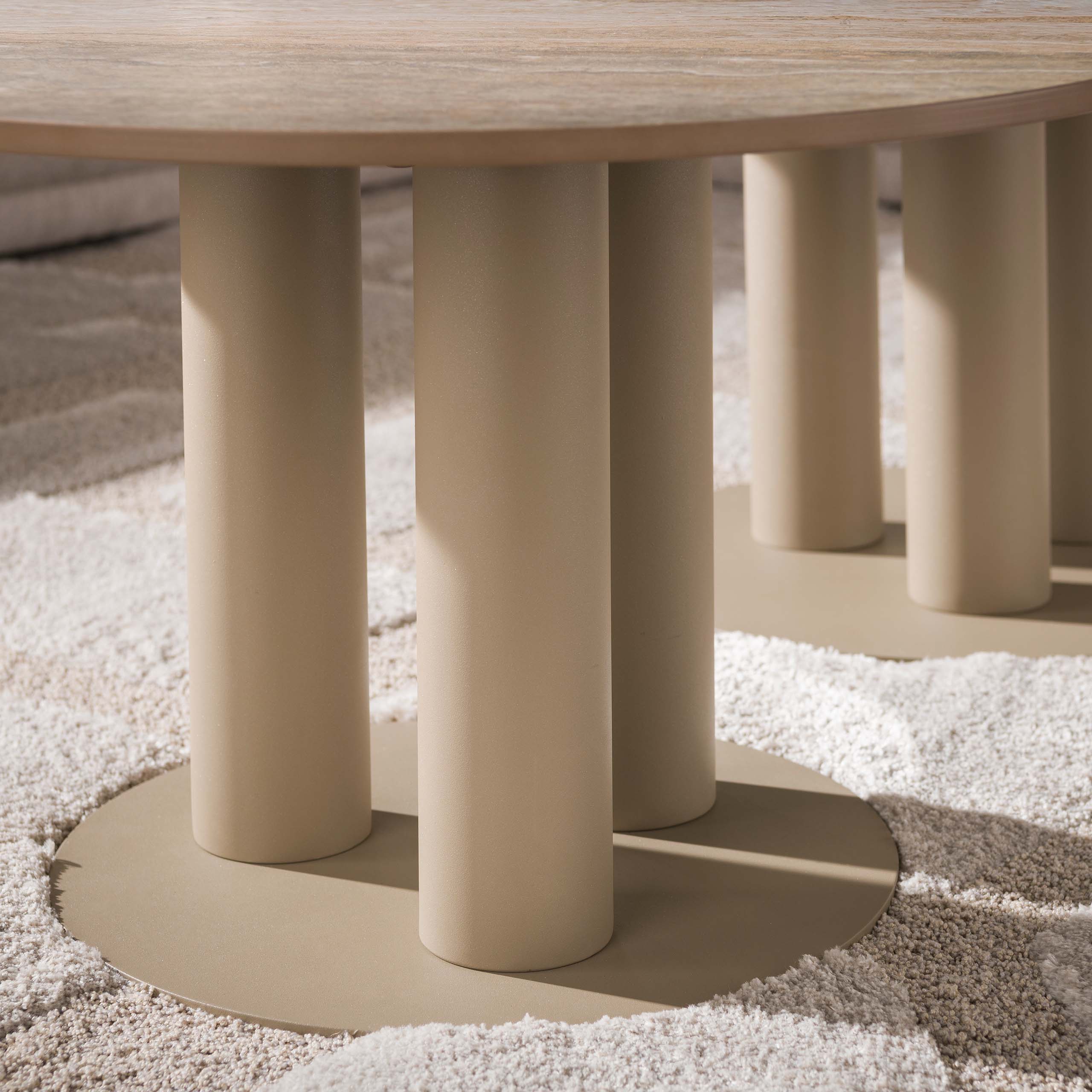Couchtisch-Set Selvo rond, 2-delig, 3D travertin zand - Zijlstra