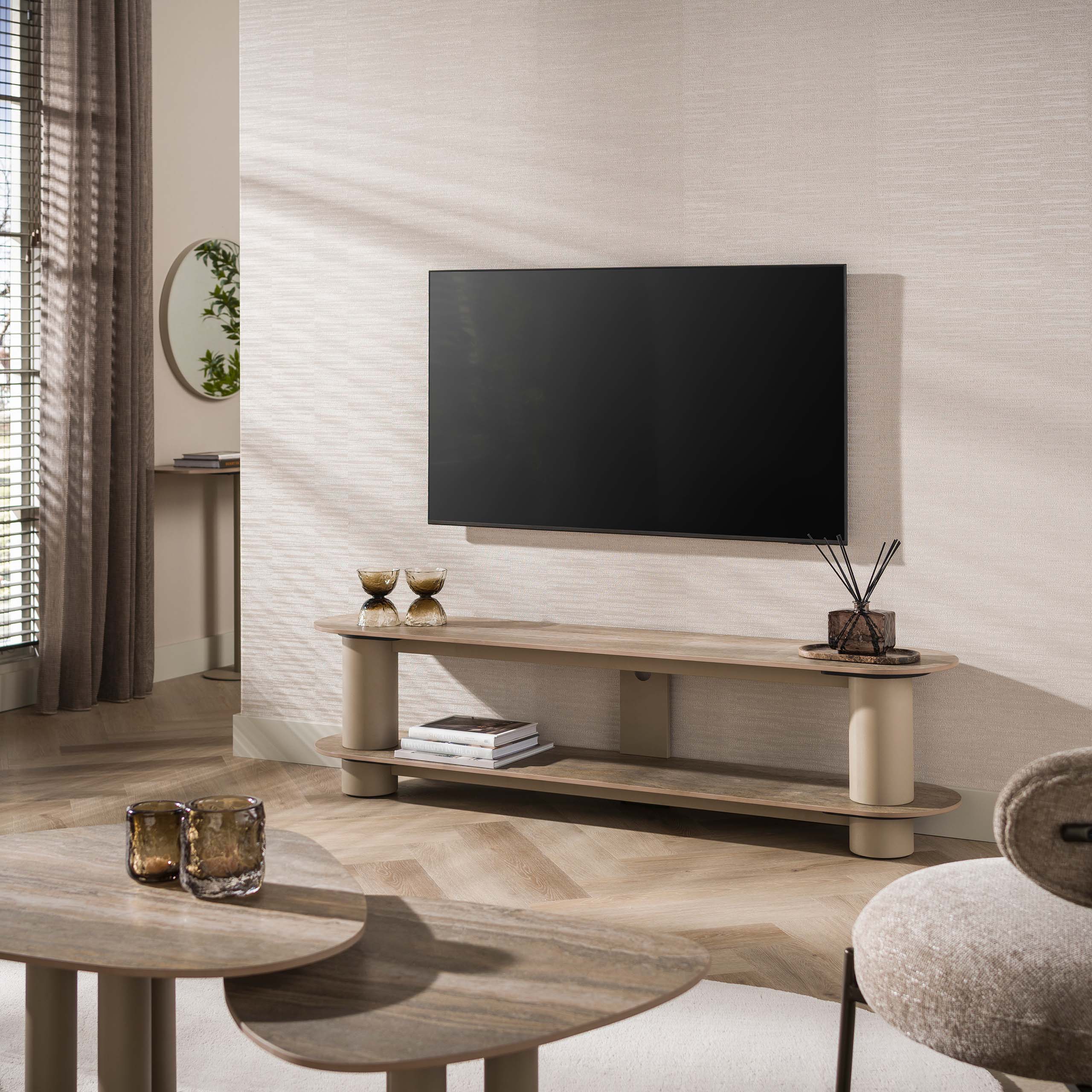 TV-meubel Selvo 180cm, 3D travertin zand - Zijlstra