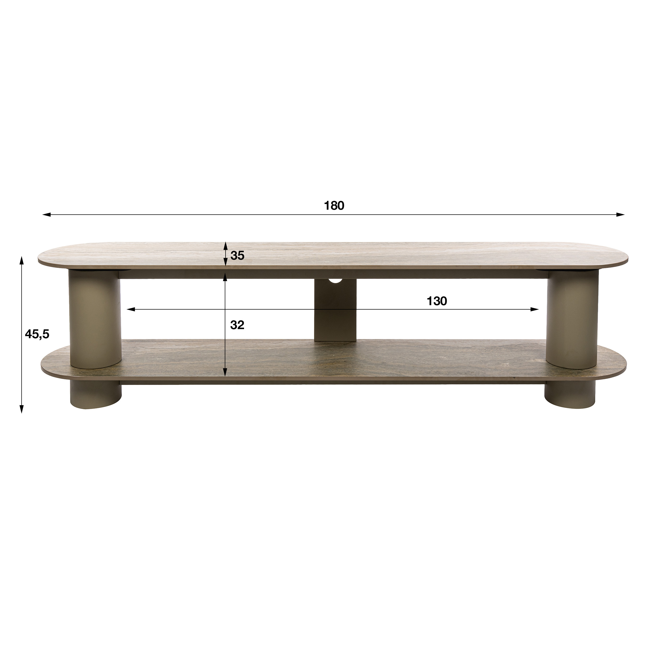TV-meubel Selvo 180cm, 3D travertin zand - Zijlstra